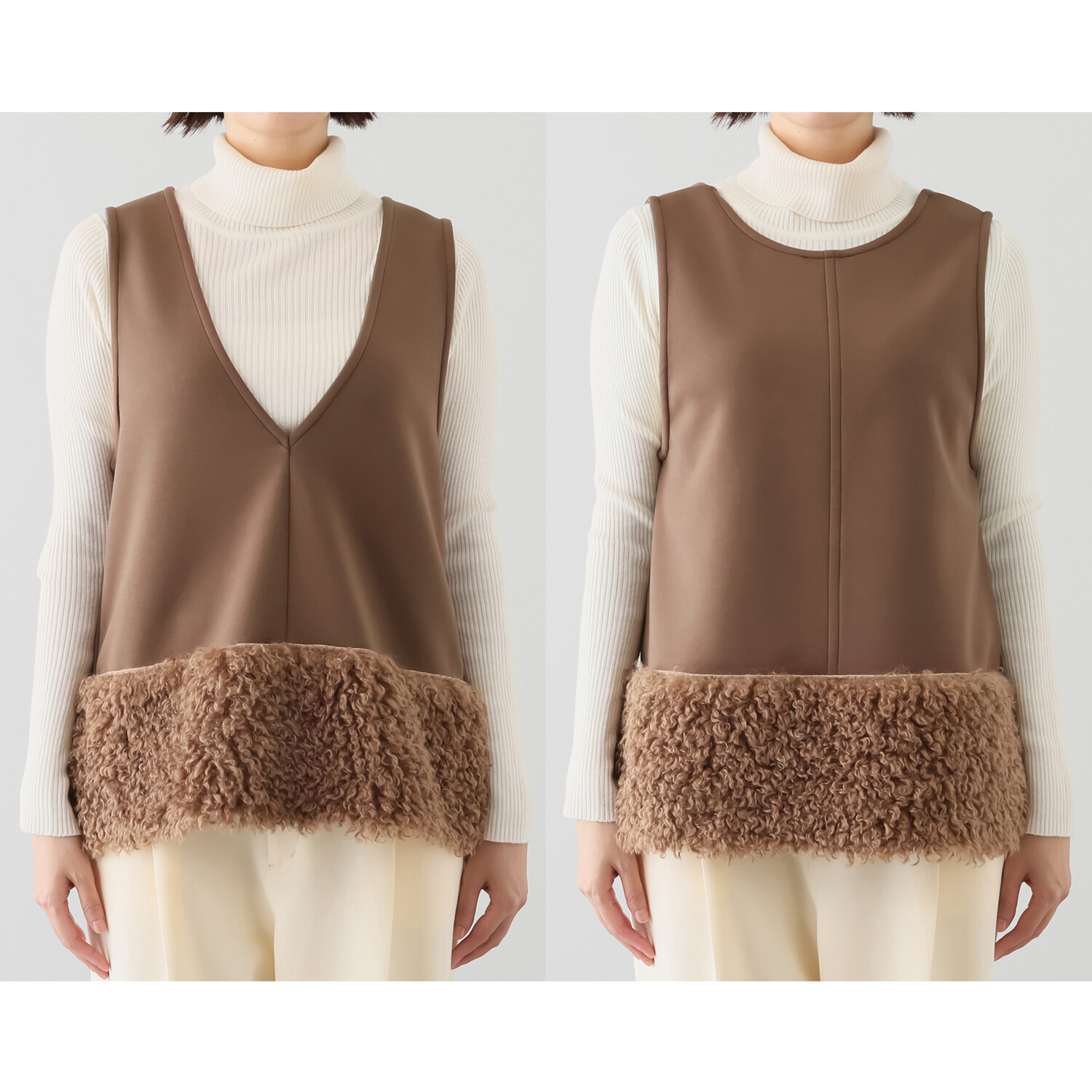 キリ　エ　キリ 異素材コンビネーション ２ウェイ ベスト