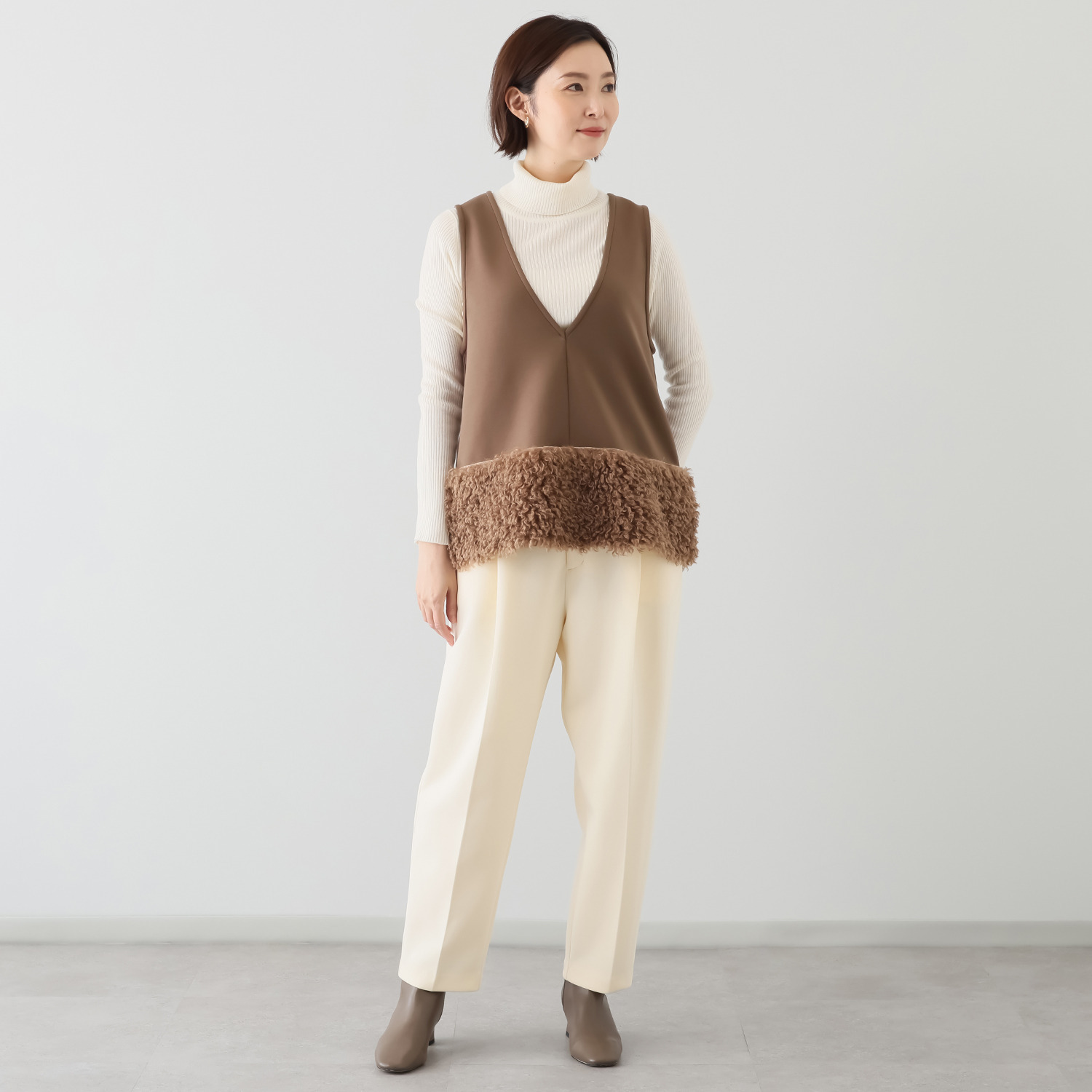 キリ　エ　キリ 異素材コンビネーション ２ウェイ ベスト