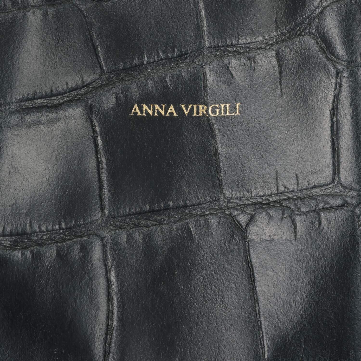 アンナヴィルジリ ＜イタリア製＞ カーフスエード クロコダイル型押し ミニバッグ付トートバッグ “ＦＲＡＮＣＡ”