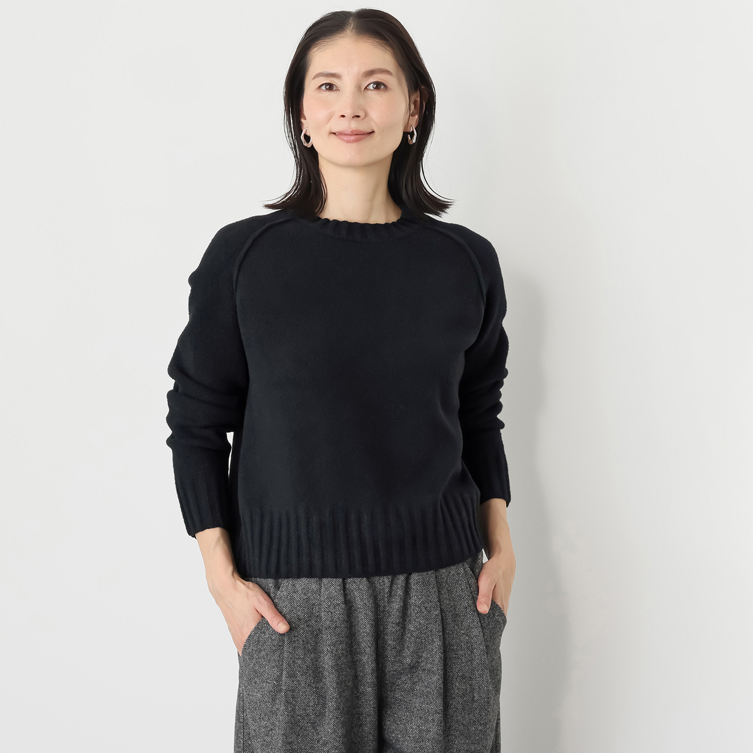 シャビージェンティール フェザーヤーン クロップ丈 ラグランスリーブ プルオーバー