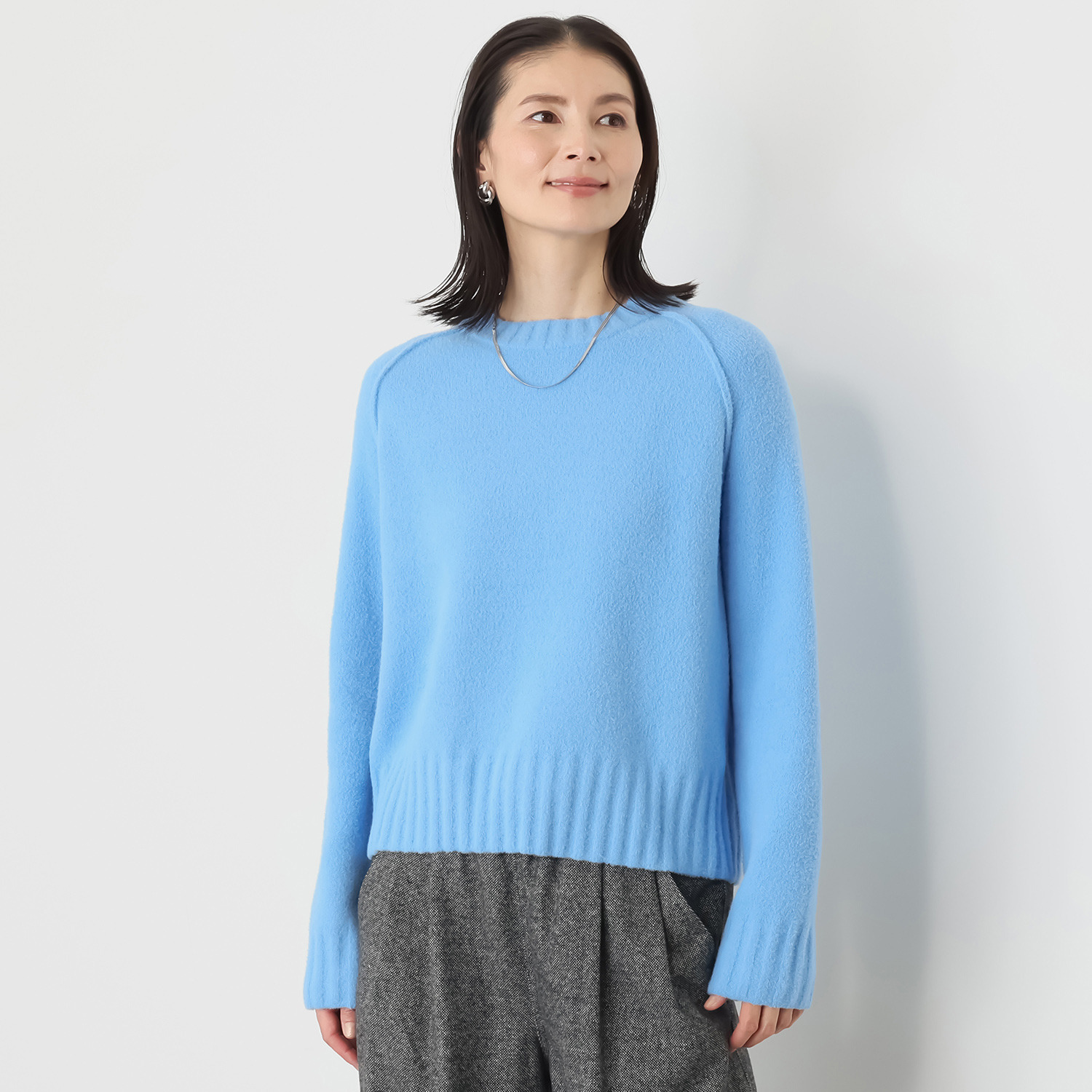 シャビージェンティール フェザーヤーン クロップ丈 ラグランスリーブ プルオーバー