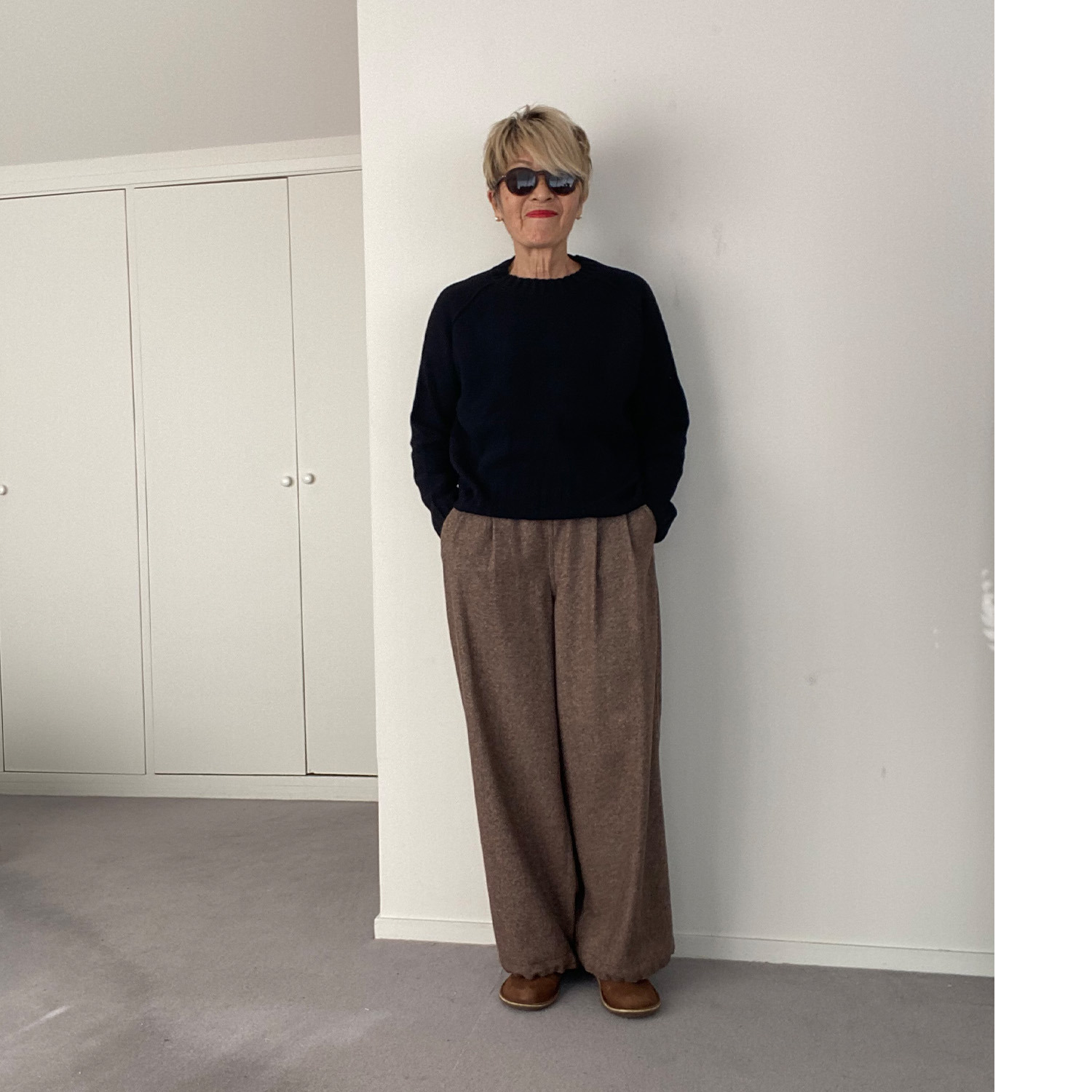 シャビージェンティール フェザーヤーン クロップ丈 ラグランスリーブ プルオーバー