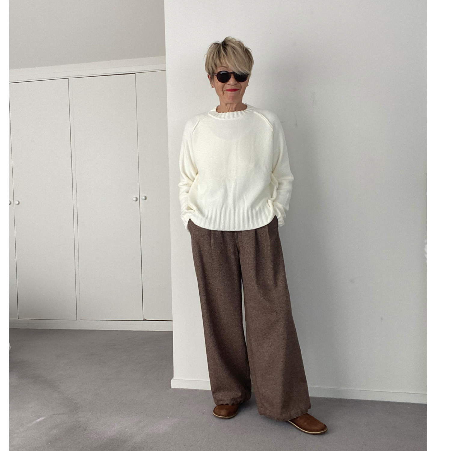 シャビージェンティール フェザーヤーン クロップ丈 ラグランスリーブ プルオーバー