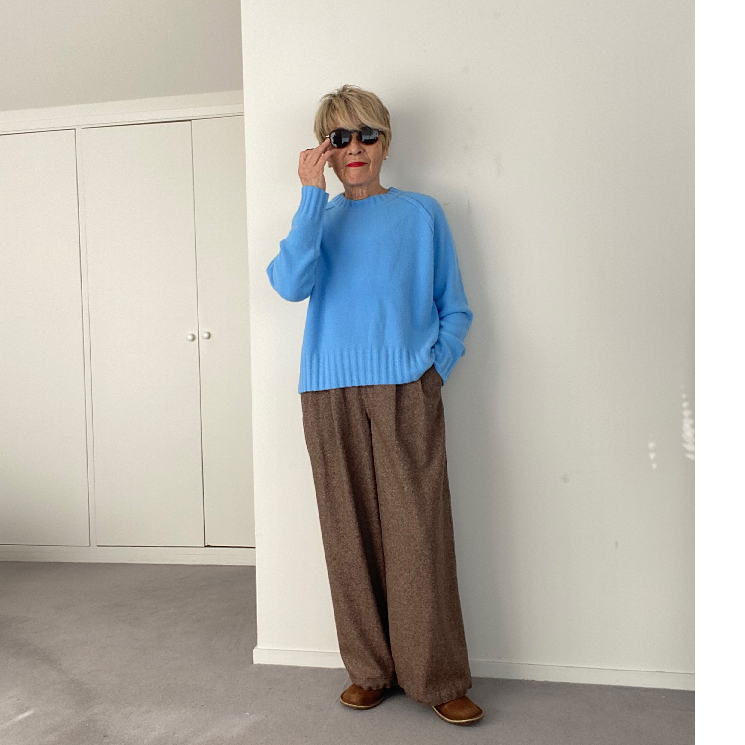 シャビージェンティール フェザーヤーン クロップ丈 ラグランスリーブ プルオーバー