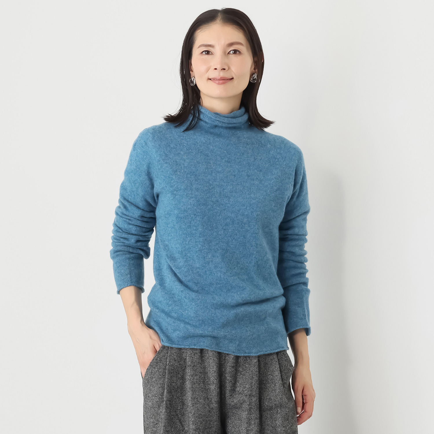 シャビージェンティール カシミヤ１００％ 無縫製 ラグランスリーブ ガーゼ調プルオーバー