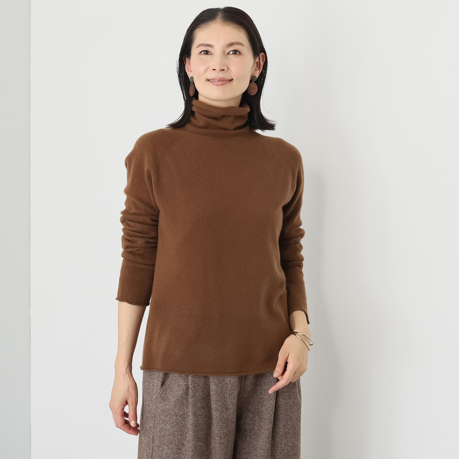 シャビージェンティール カシミヤ１００％ 無縫製 ラグランスリーブ ガーゼ調プルオーバー