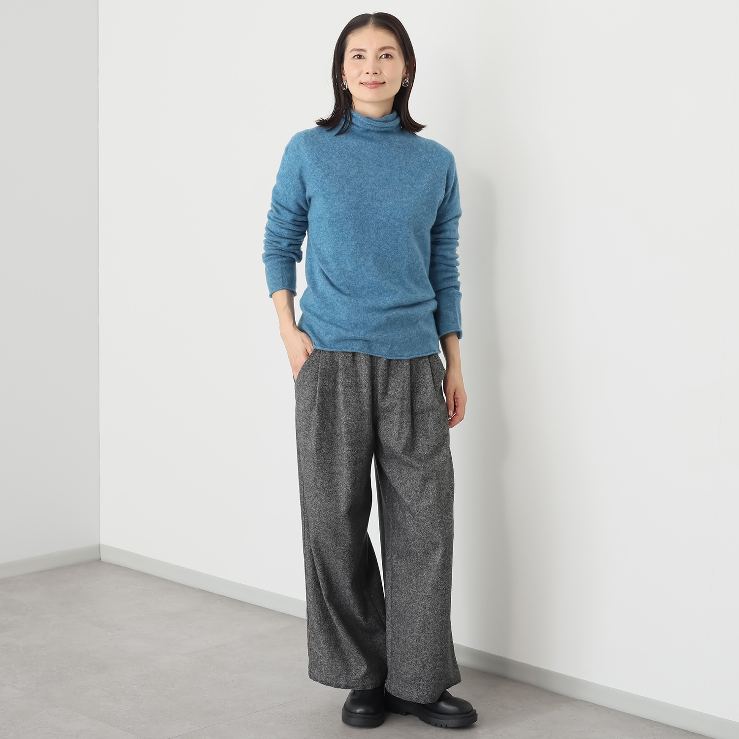 シャビージェンティール カシミヤ１００％ 無縫製 ラグランスリーブ ガーゼ調プルオーバー