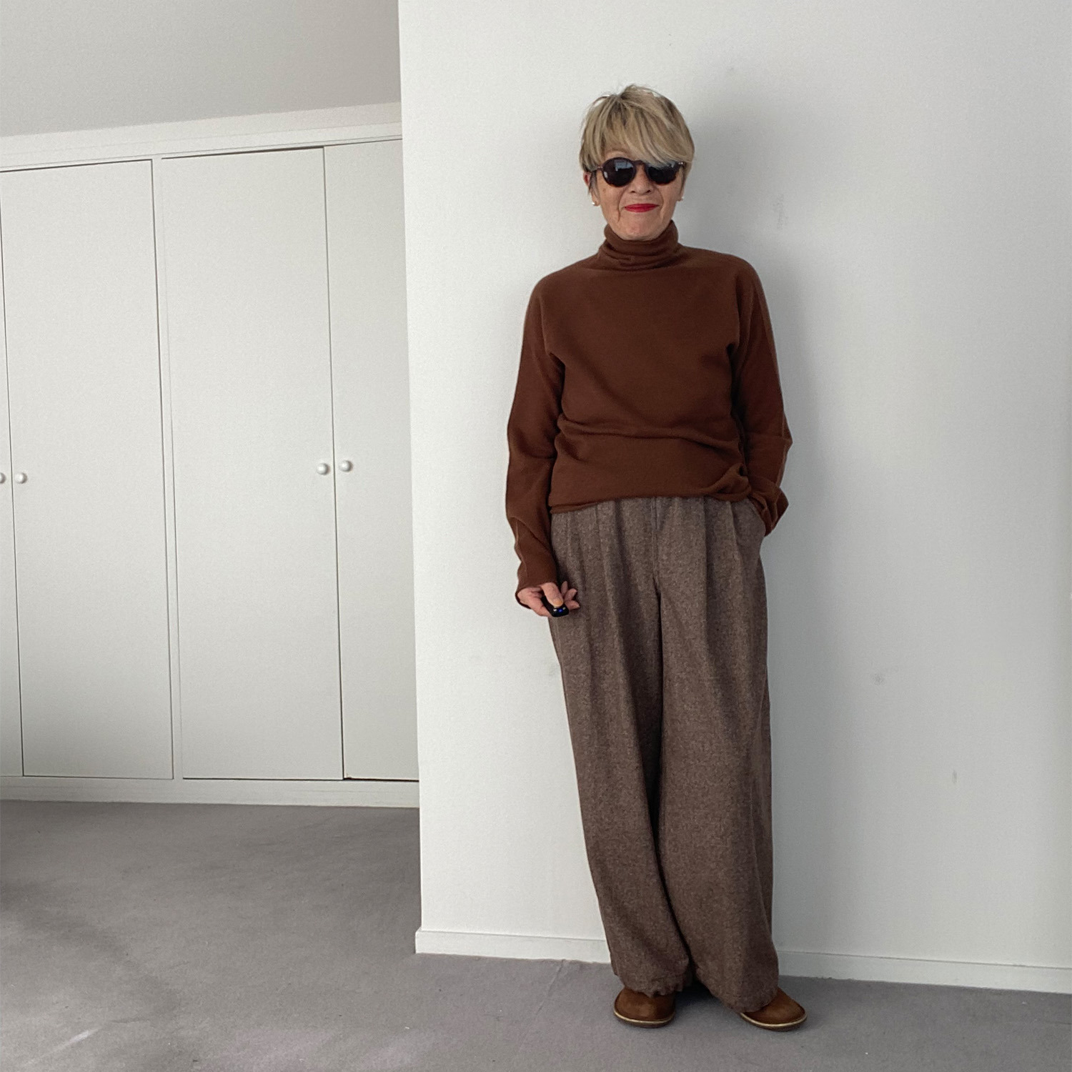 シャビージェンティール カシミヤ１００％ 無縫製 ラグランスリーブ ガーゼ調プルオーバー