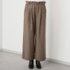 シャビージェンティール ツイード調 ワイドシルエット 裾ドローストリング付 プルオンパンツ