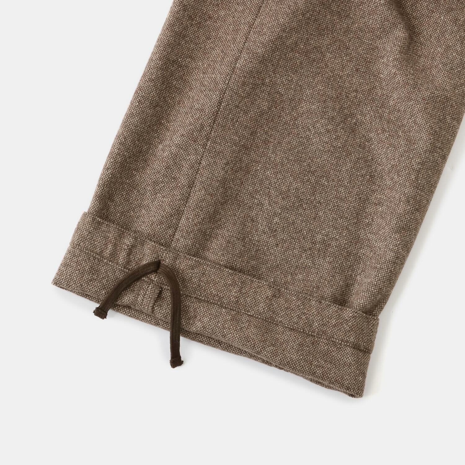 シャビージェンティール ツイード調 ワイドシルエット 裾ドローストリング付 プルオンパンツ