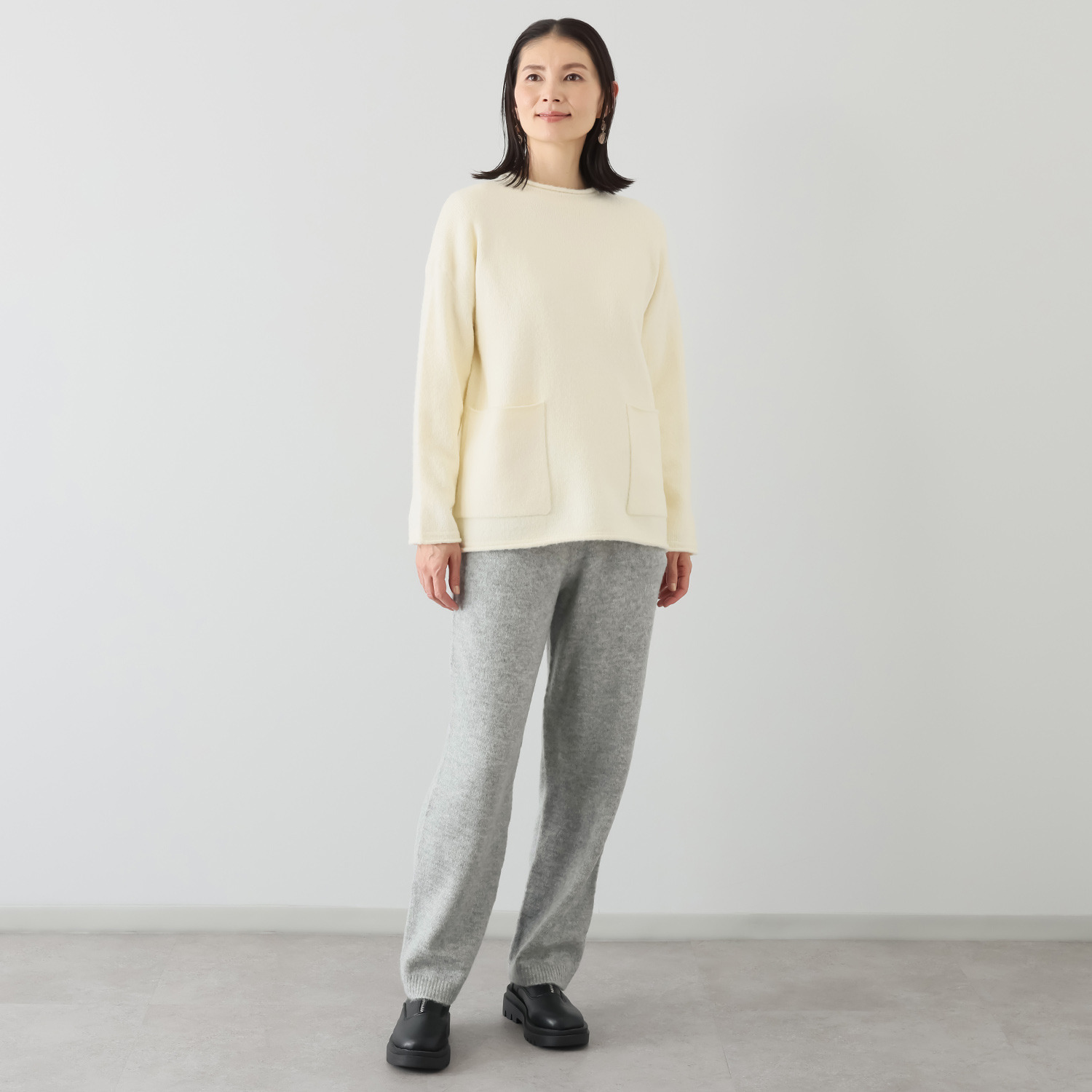 シャビージェンティール ストレッチヤーン 無縫製 テーパードシルエット プルオンパンツ