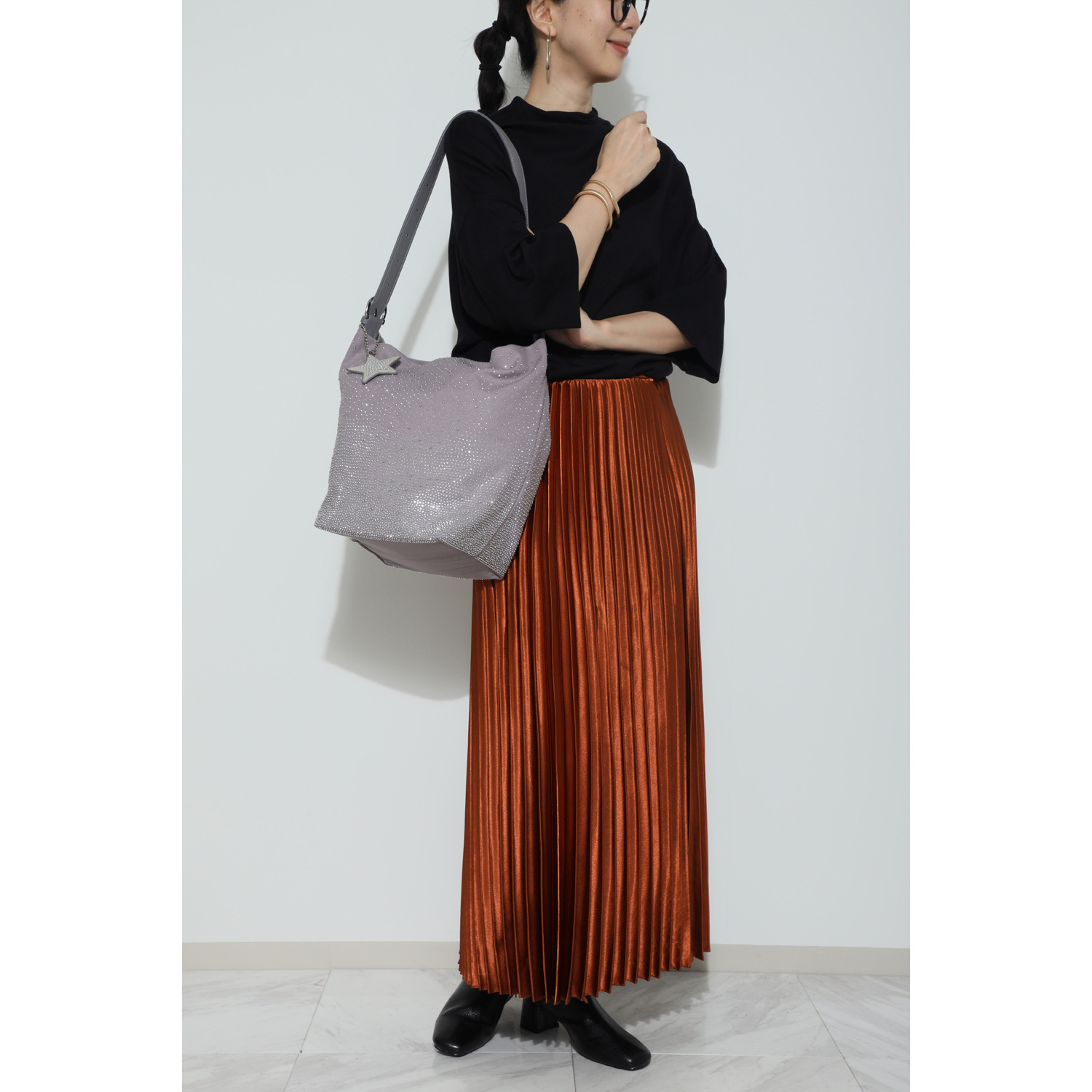 グッシオイタリー 星形チャーム付 グラデーション ラインストーン トートバッグ