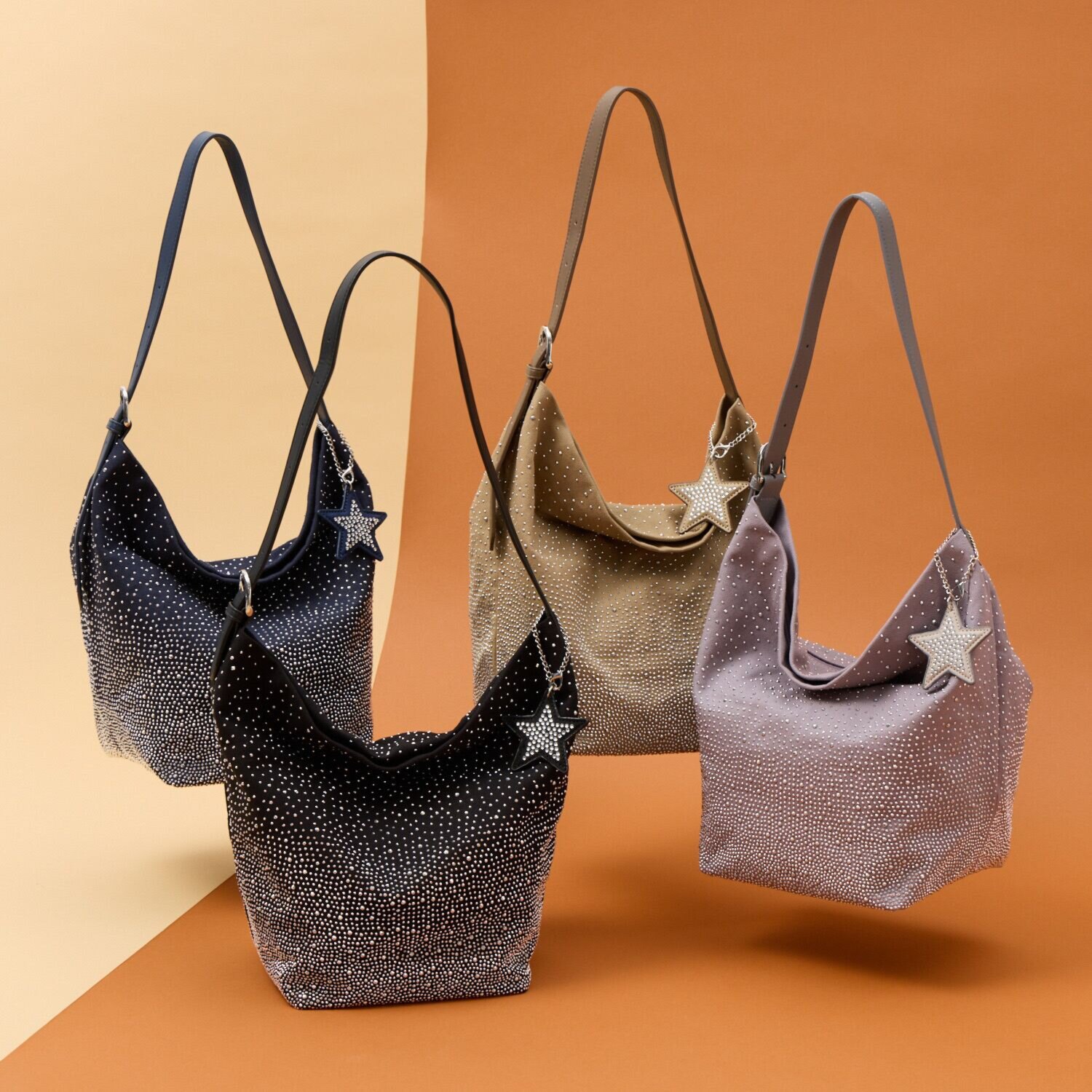 グッシオイタリー 星形チャーム付 グラデーション ラインストーン トートバッグ