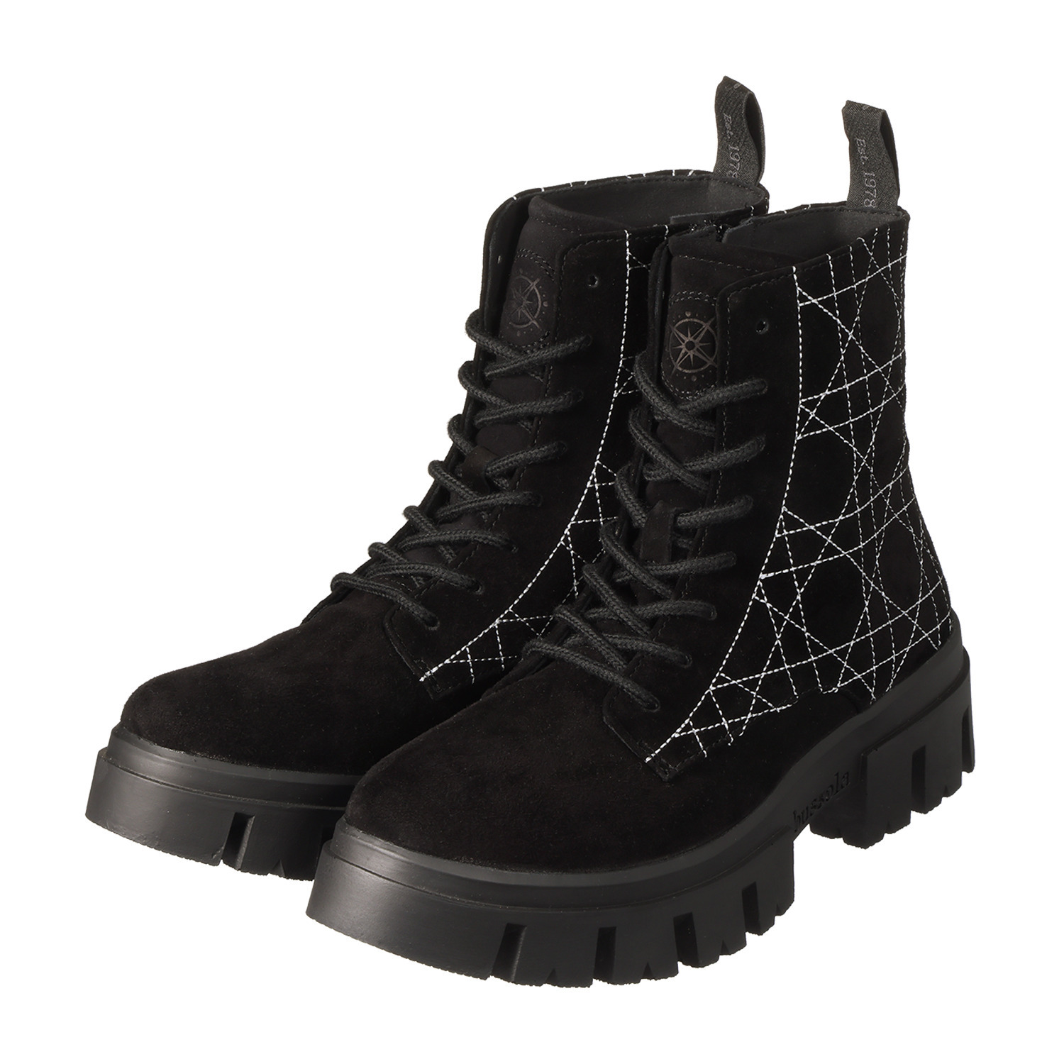 ブソラ はっ水山羊革 軽量ボリュームソール レースアップブーツ