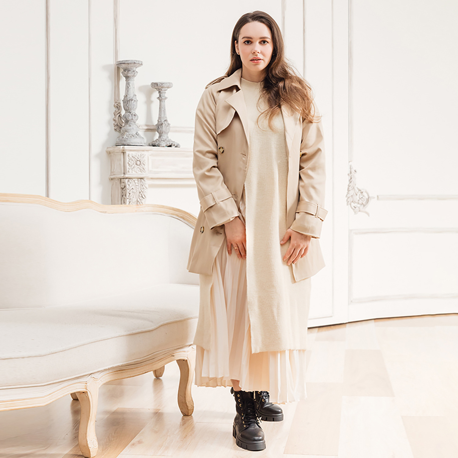 ブソラ はっ水山羊革 軽量ボリュームソール レースアップブーツ