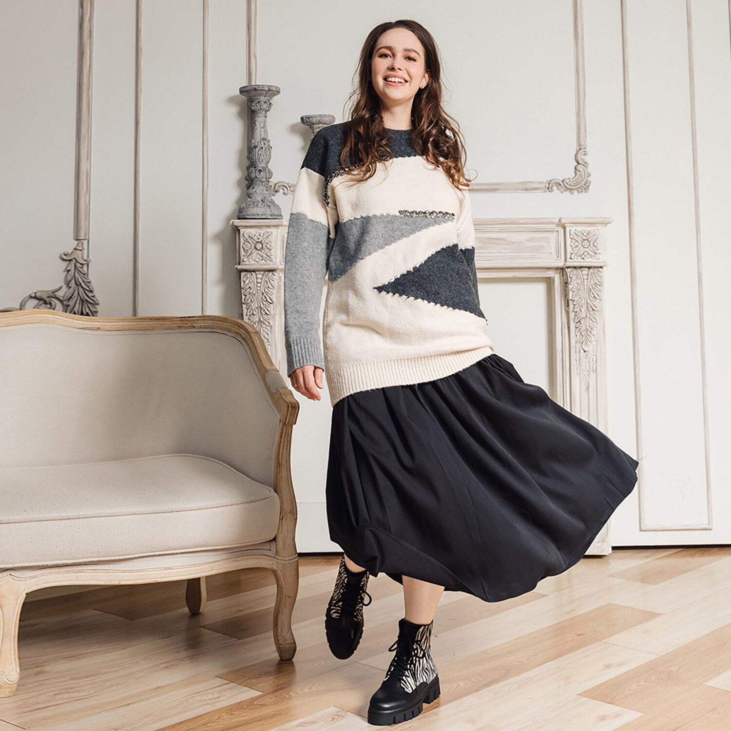 ブソラ はっ水山羊革 軽量ボリュームソール レースアップブーツ