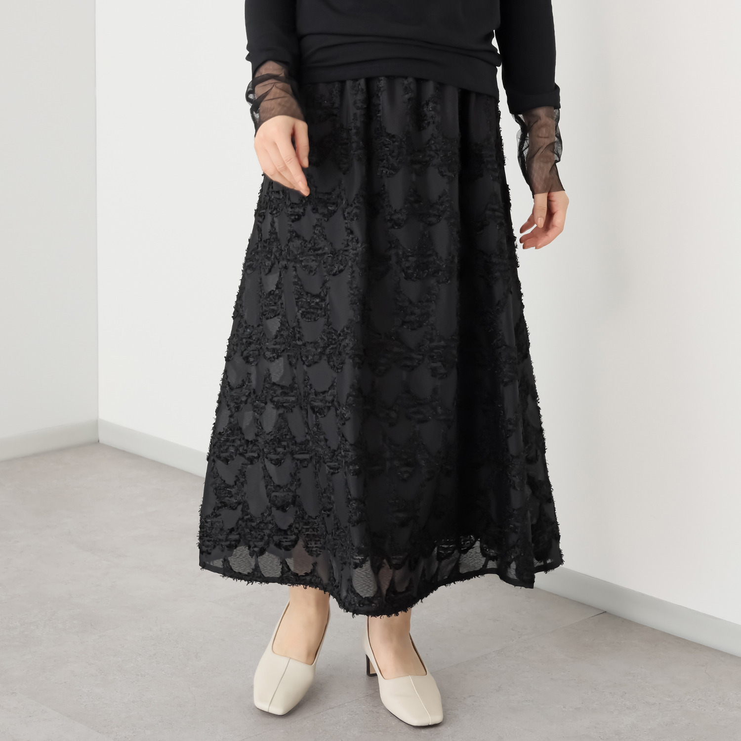 フーア ジャガード ギャザースカート