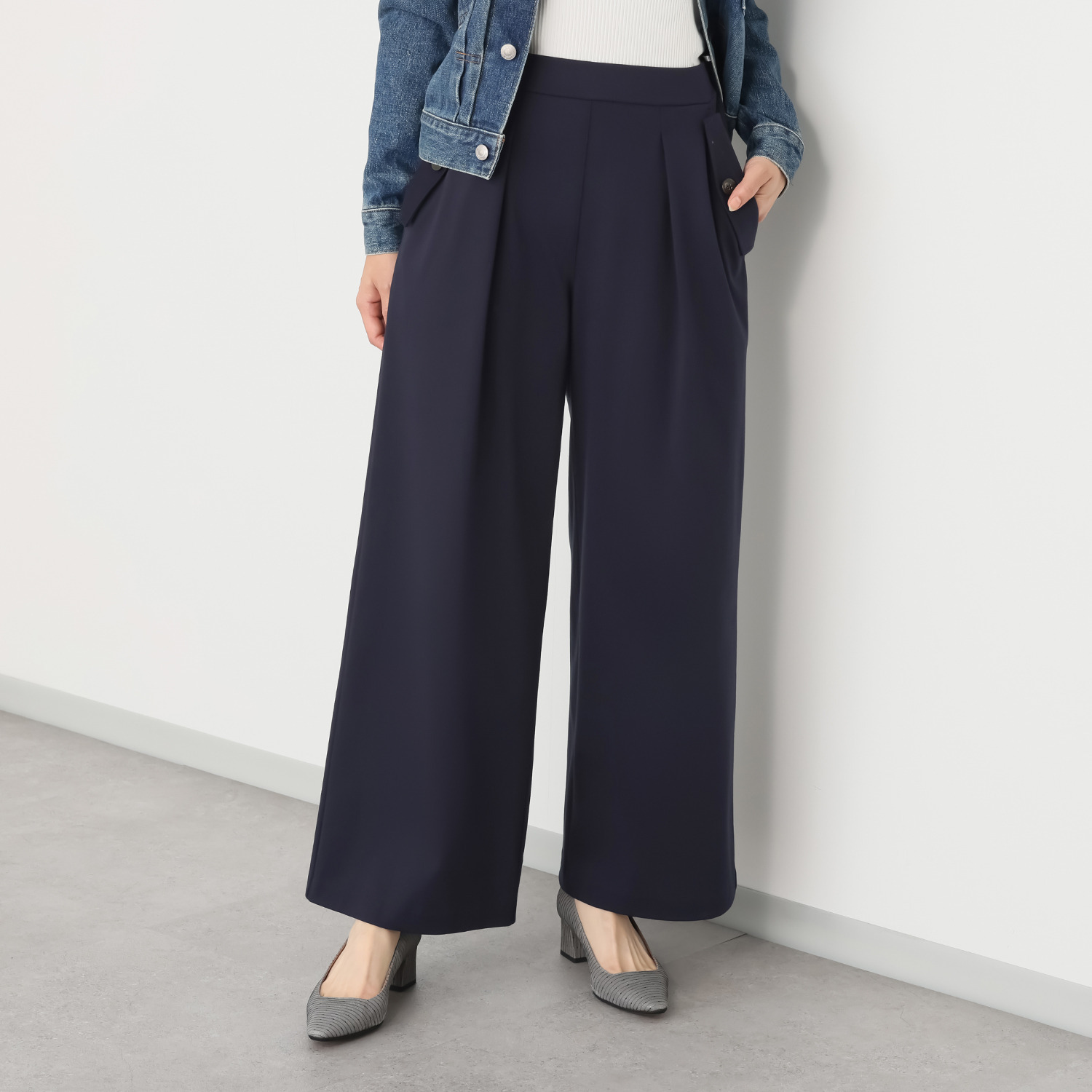 アンダモン ＵＶカット・接触冷感 綿１００％　トリコット編 マキシワイドパンツ