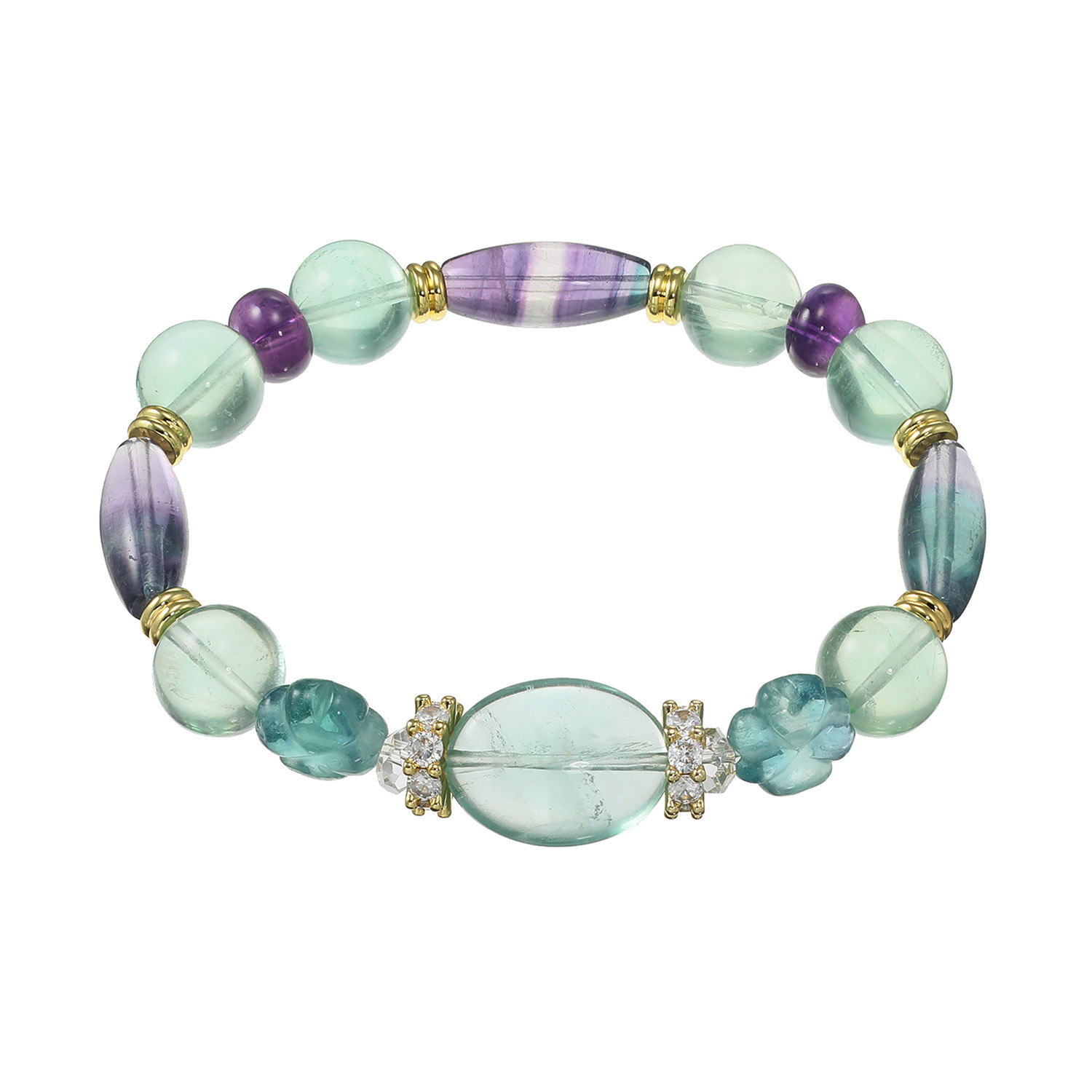 マイクローバー ミックスカラー フローライト イラスティック ブレスレット