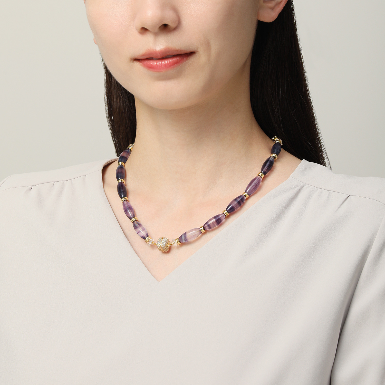 マイクローバー ミックスカラー フローライト ネックレス