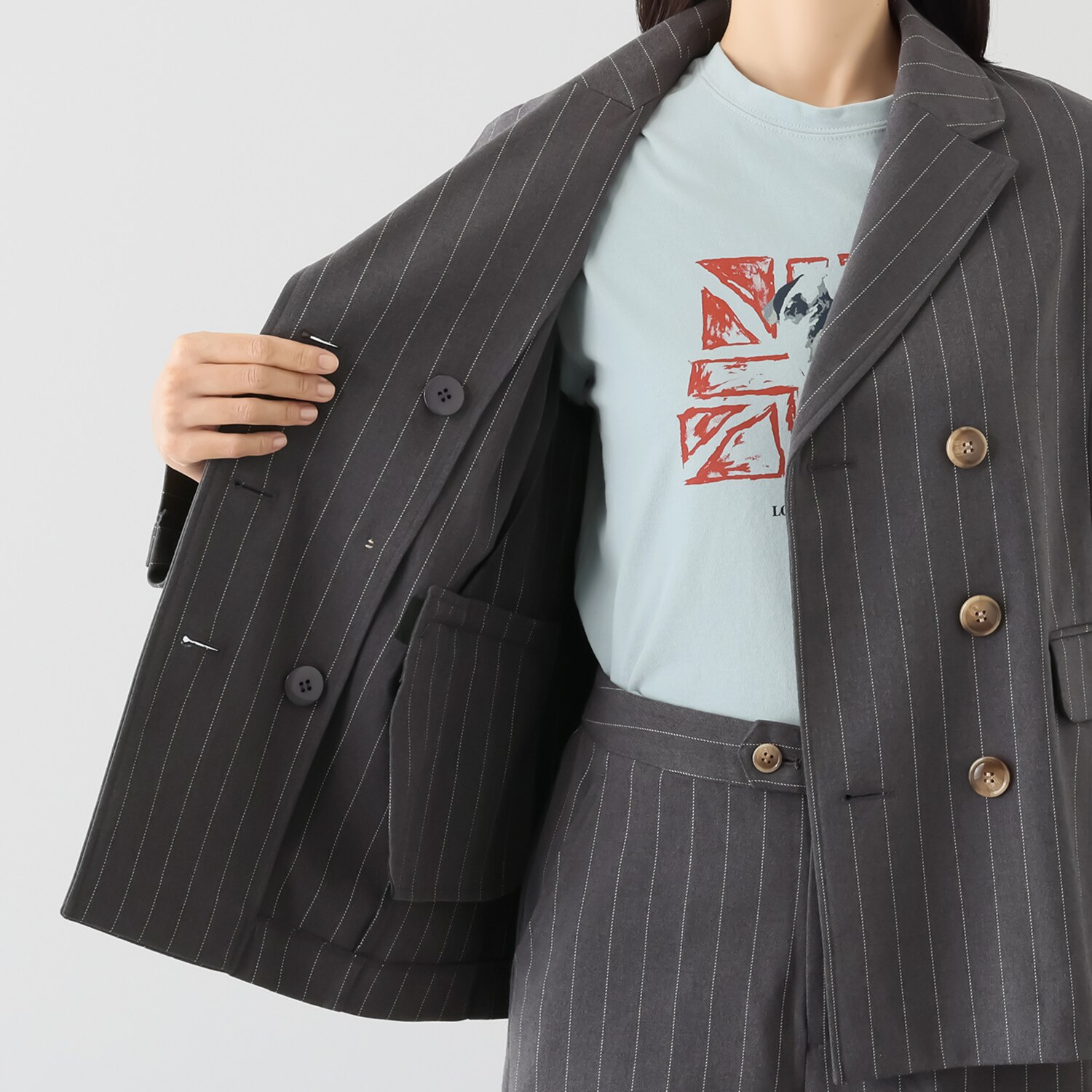 エムジェイアール　バイ マチコ　ジント　ロンドン オリジナルパターン ブリティッシュテイスト ダブルジャケット