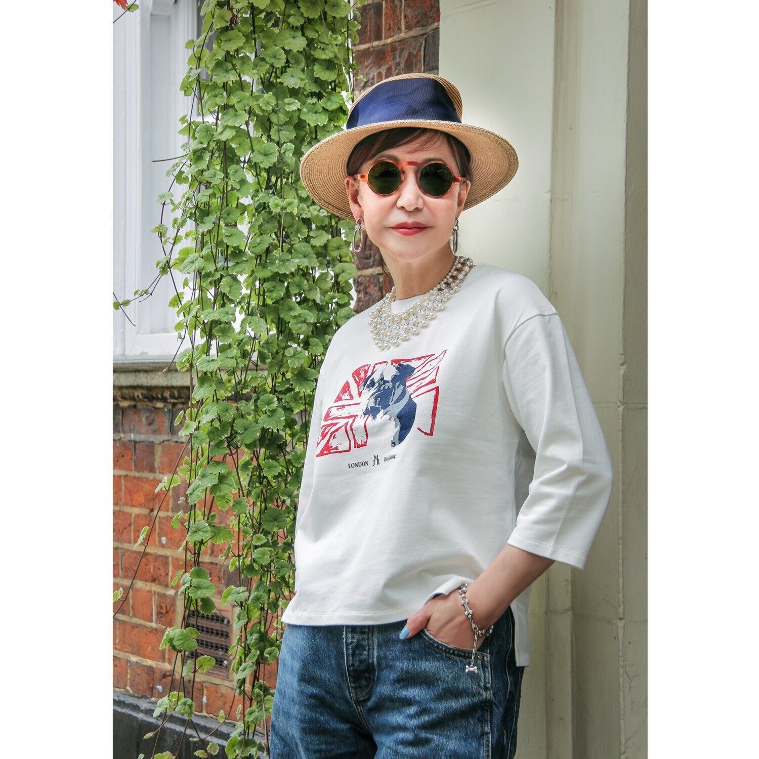 エムジェイアール　バイ マチコ　ジント　ロンドン オリジナルグラフィック ユニオンジャックデザイン プリントプルオーバー