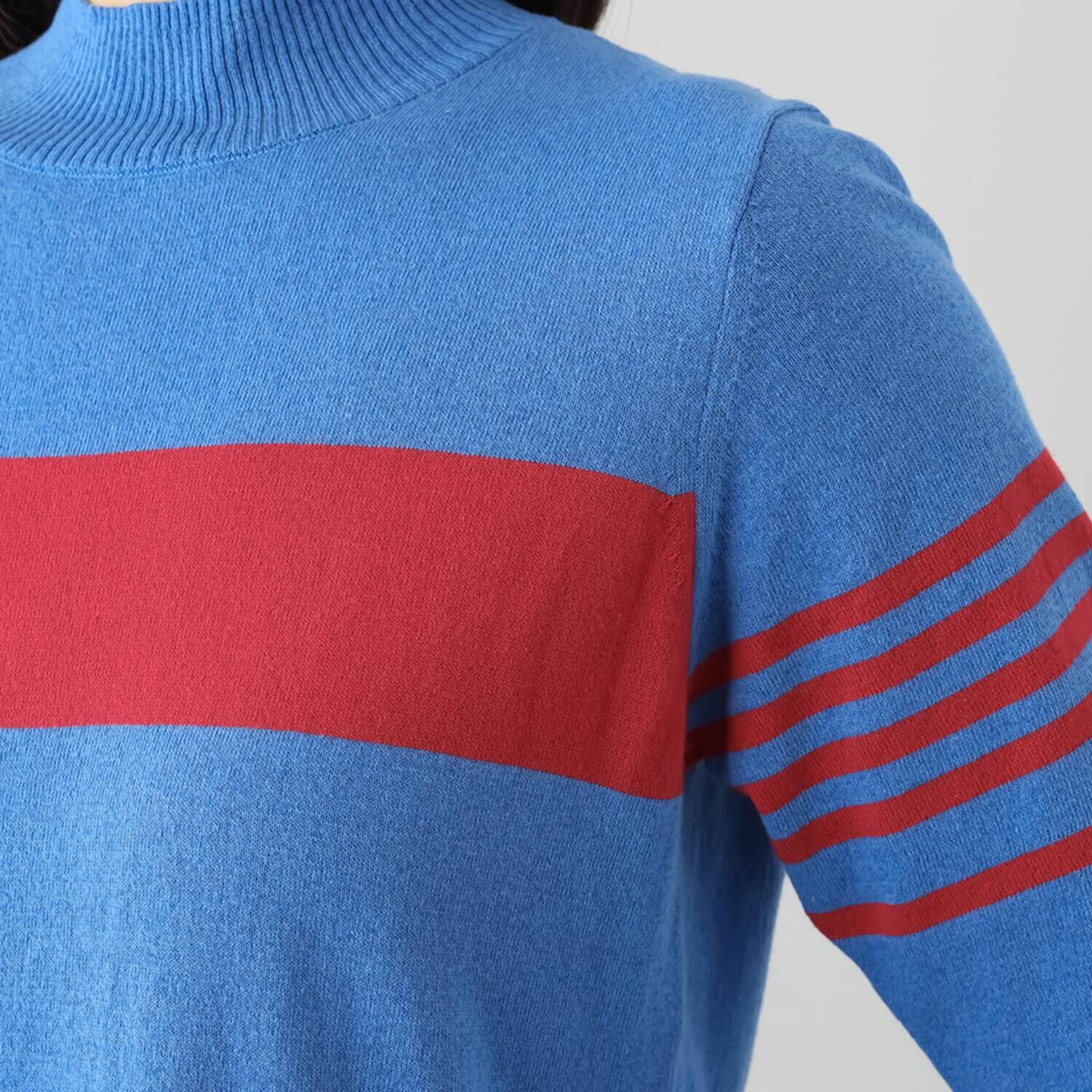 エムジェイアール　バイ マチコ　ジント　ロンドン 配色アクセント 五分袖ニットプルオーバー