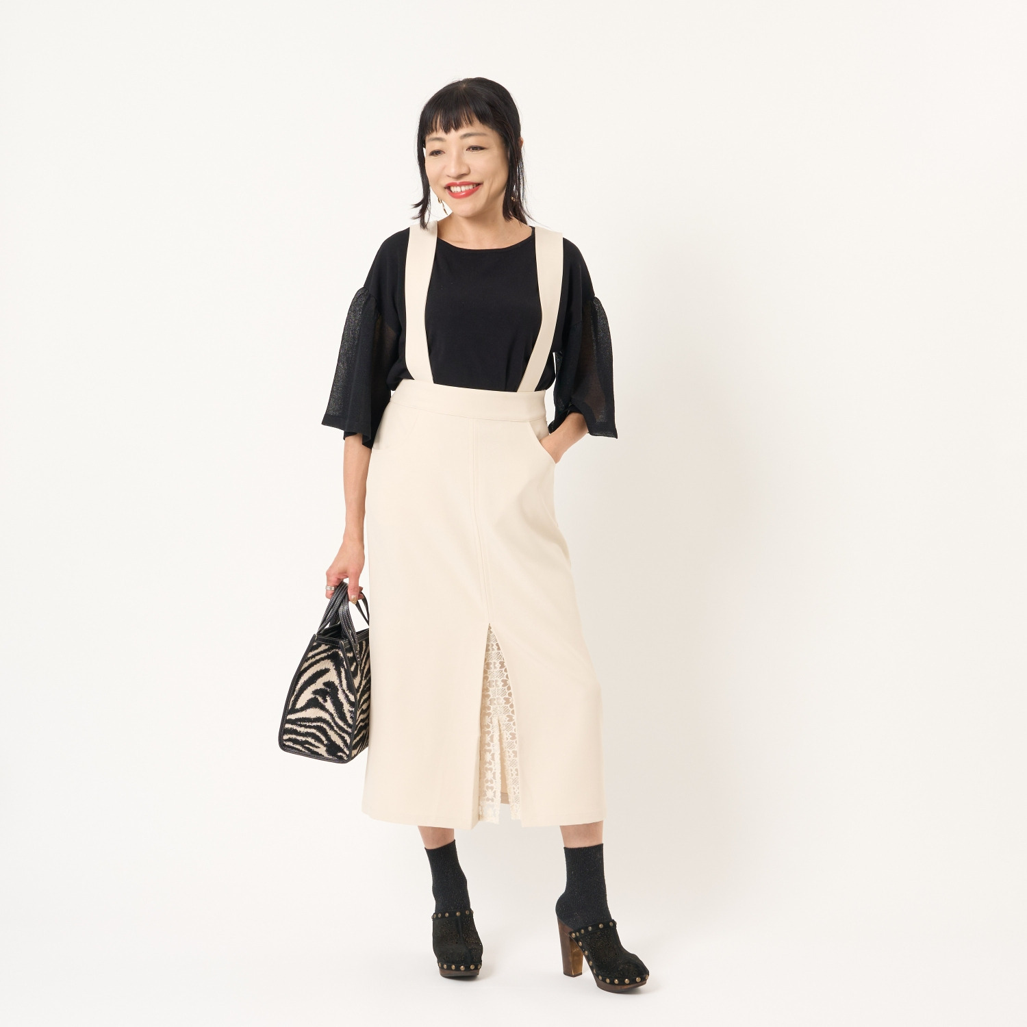 ミューリエ ゆるっと上品で おしゃれ見え 袖シアー ニットプルオーバー