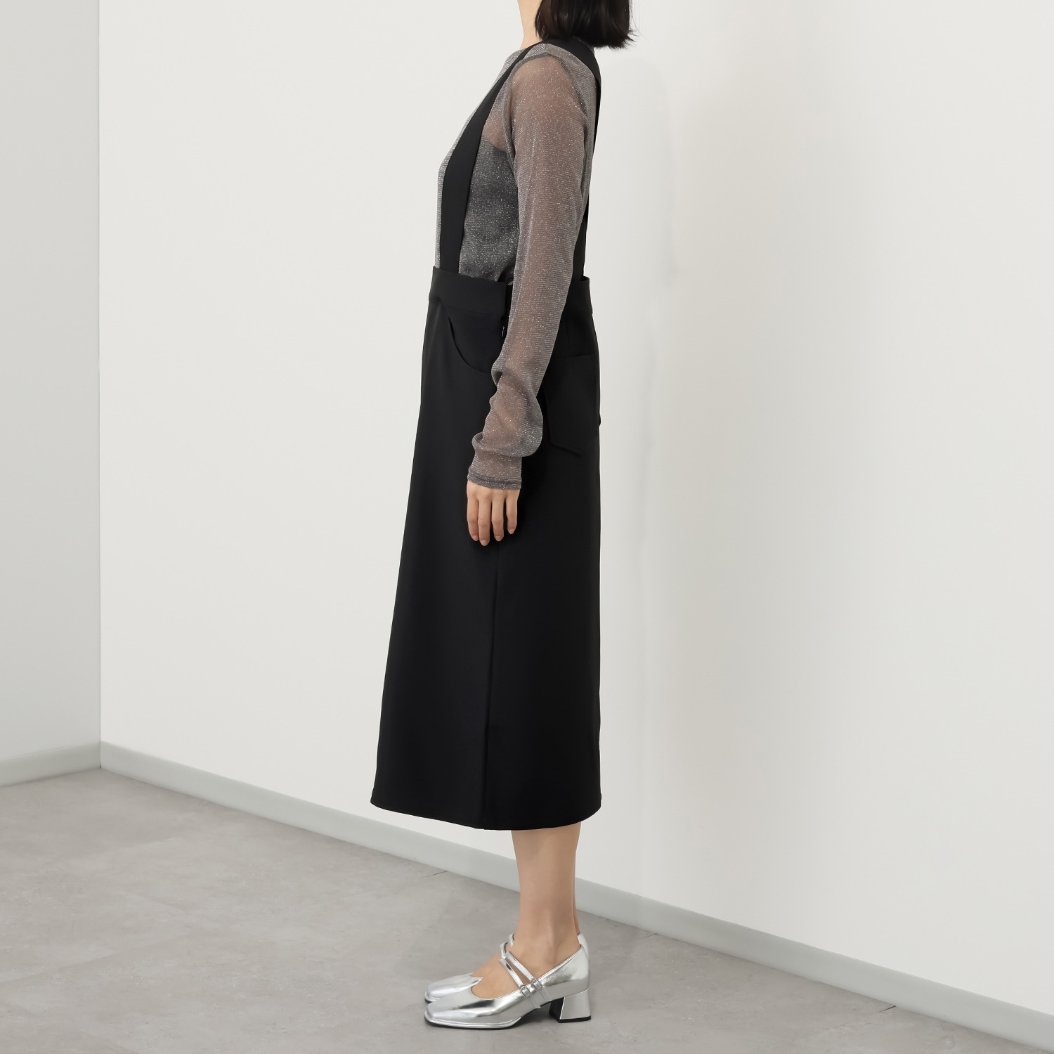 ミューリエ エレガントに スタイルアップ サロペット風 スカート