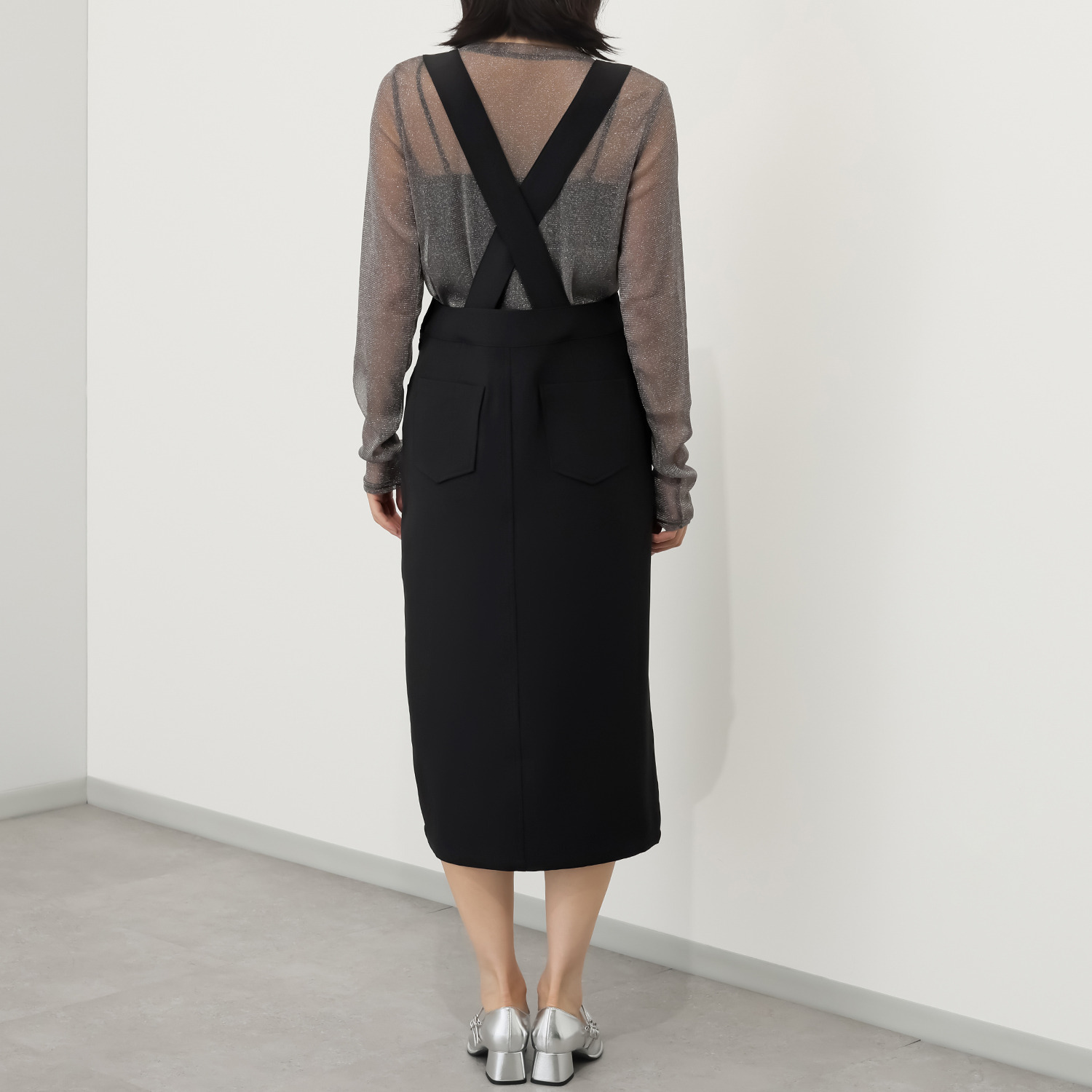 ミューリエ エレガントに スタイルアップ サロペット風 スカート