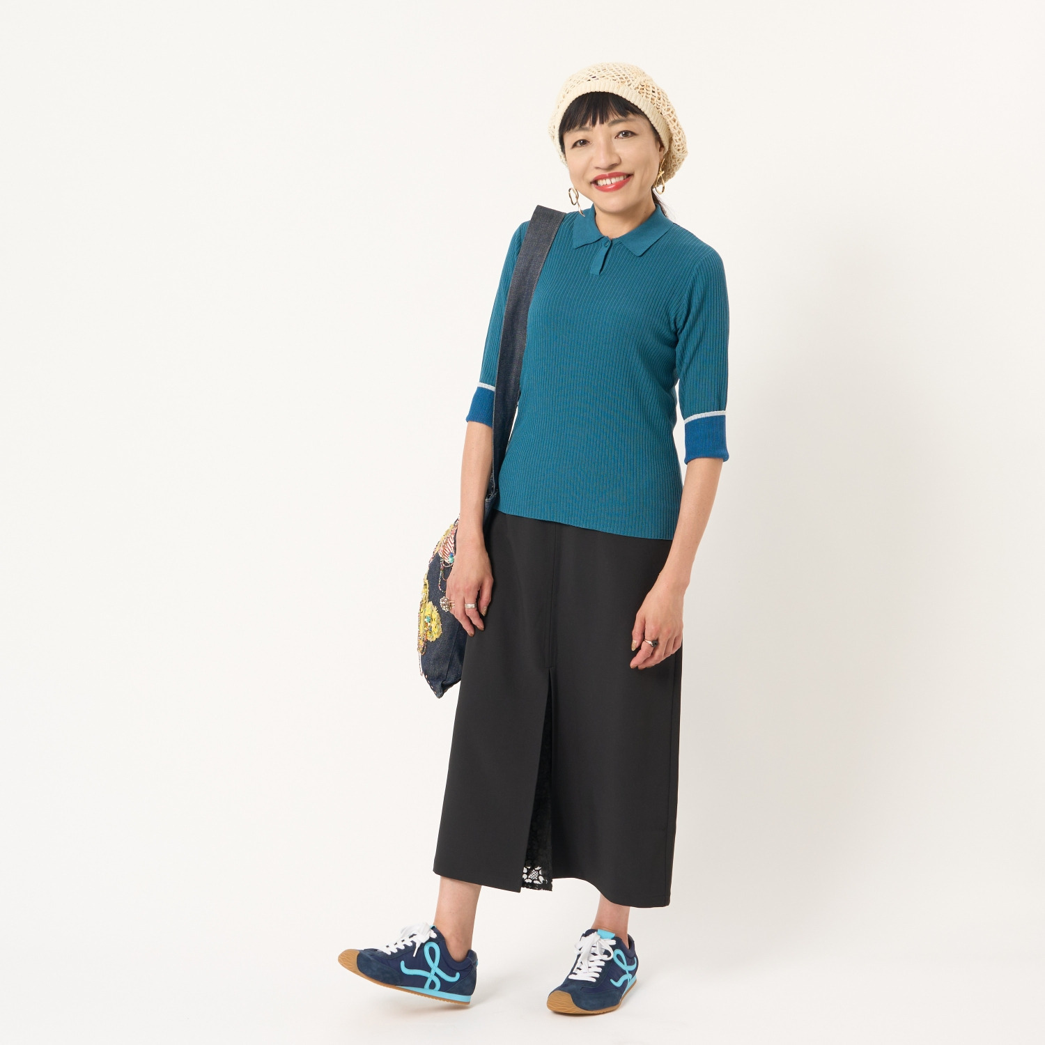 ミューリエ エレガントに スタイルアップ サロペット風 スカート