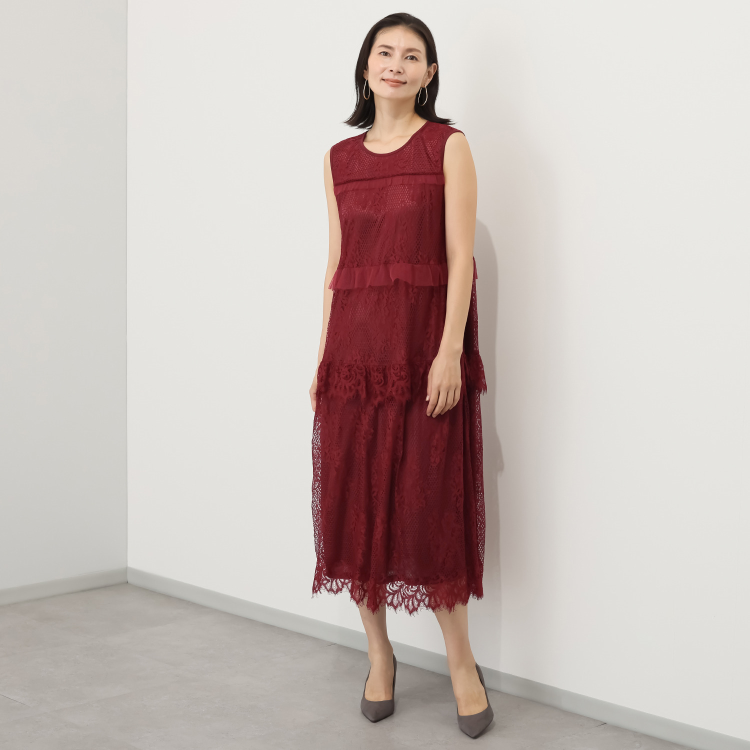 ミューリエ しなやかに躍る ときめきティアード レースワンピース