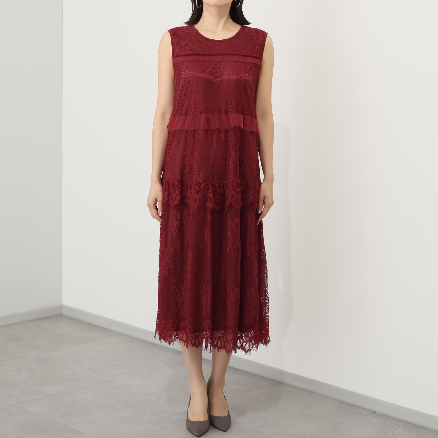 ミューリエ しなやかに躍る ときめきティアード レースワンピース