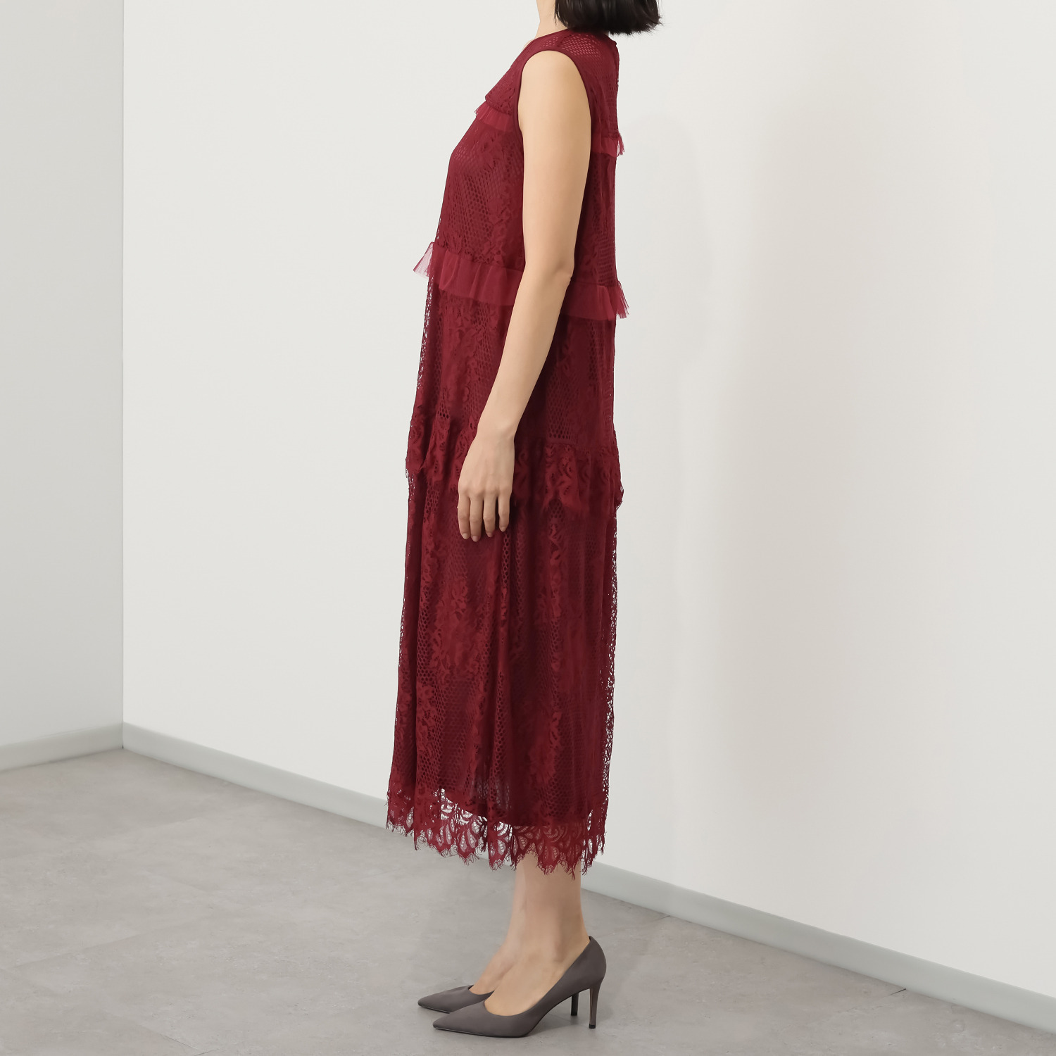 ミューリエ しなやかに躍る ときめきティアード レースワンピース