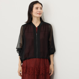 ミューリエ ふんわり儚げな存在感 シアー素材 バルーンブルゾン