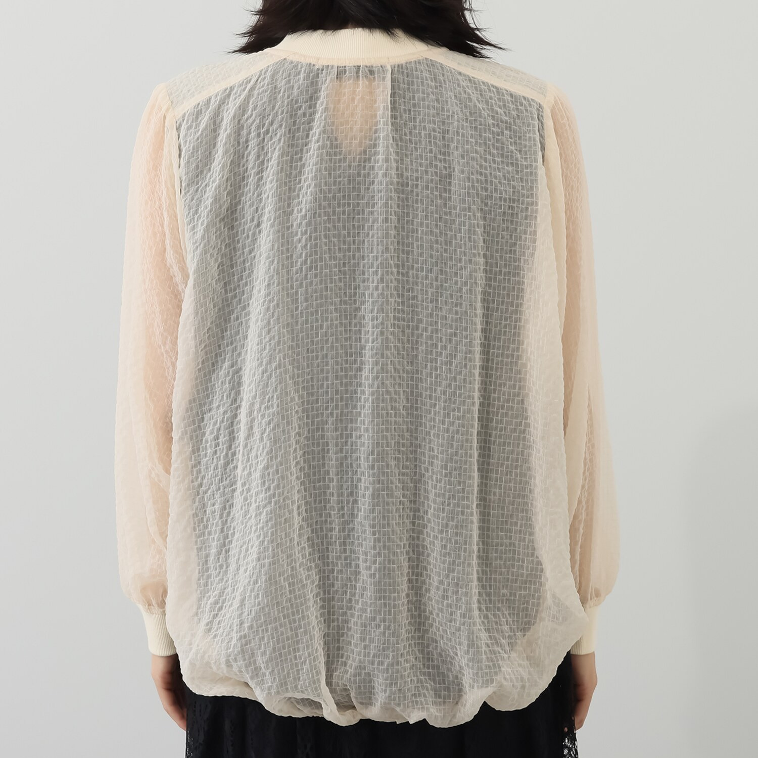 ミューリエ ふんわり儚げな存在感 シアー素材 バルーンブルゾン