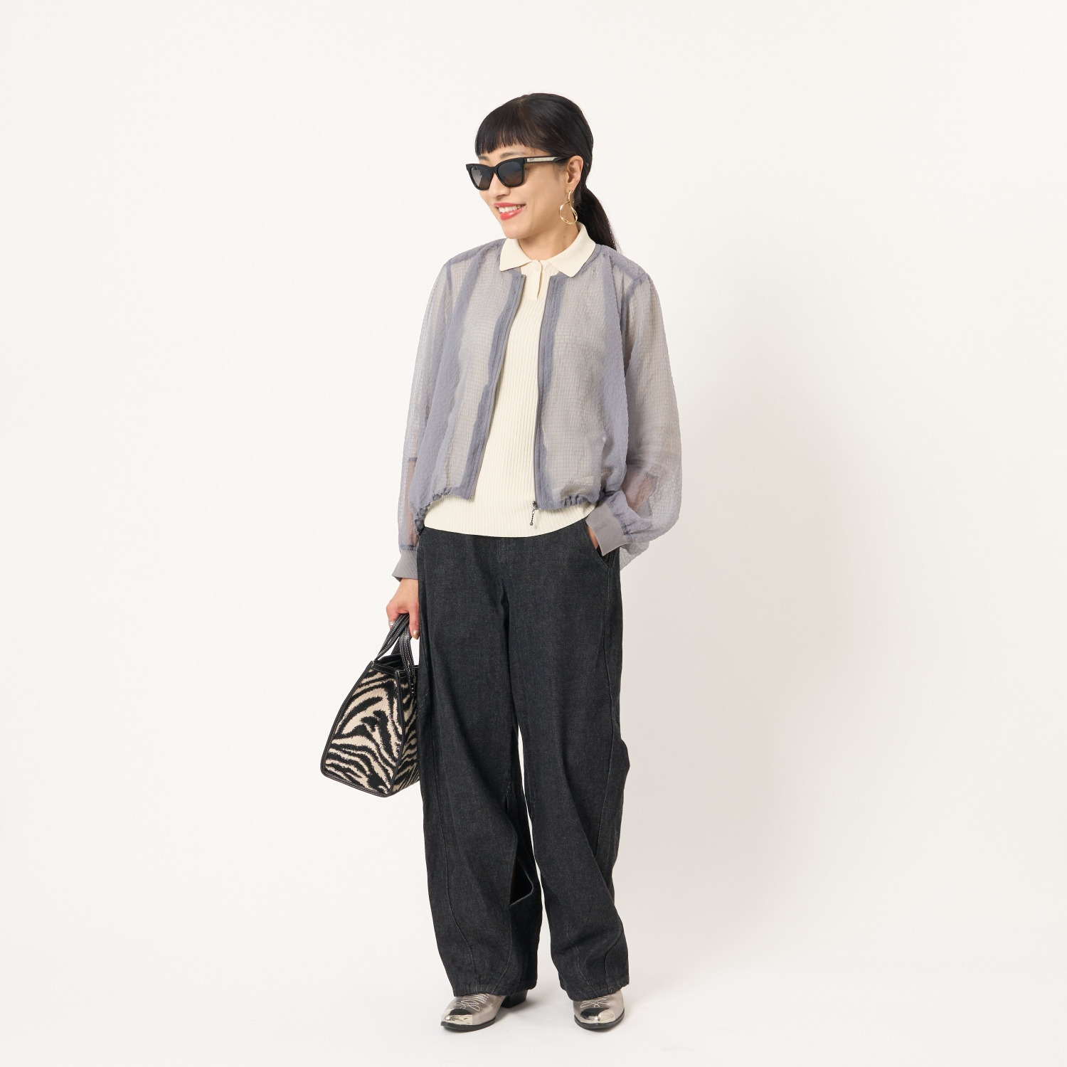 ミューリエ ふんわり儚げな存在感 シアー素材 バルーンブルゾン