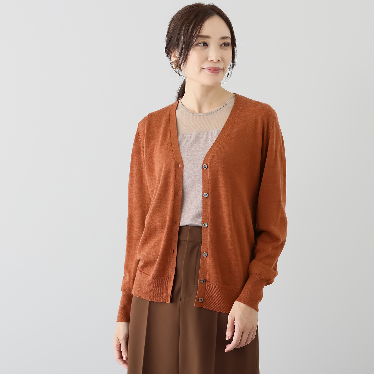 ソアージュ ウール１００％ ハイゲージ Ｖネックカーディガン