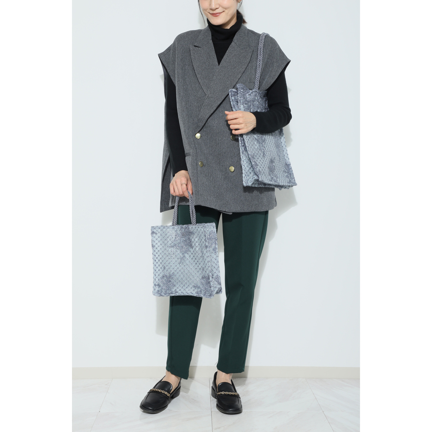 ドルチェドンナ シャイニーレースバッグ 大小２個セット