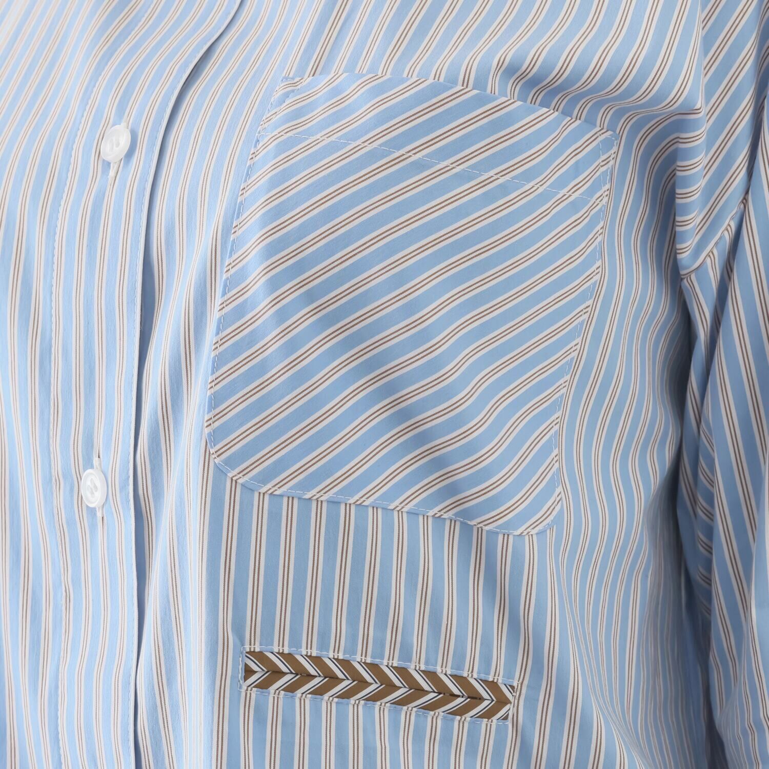 ヴィ・ドゥース オータムフレンチ 配色切替 コットンブレンド ストレッチシャツ