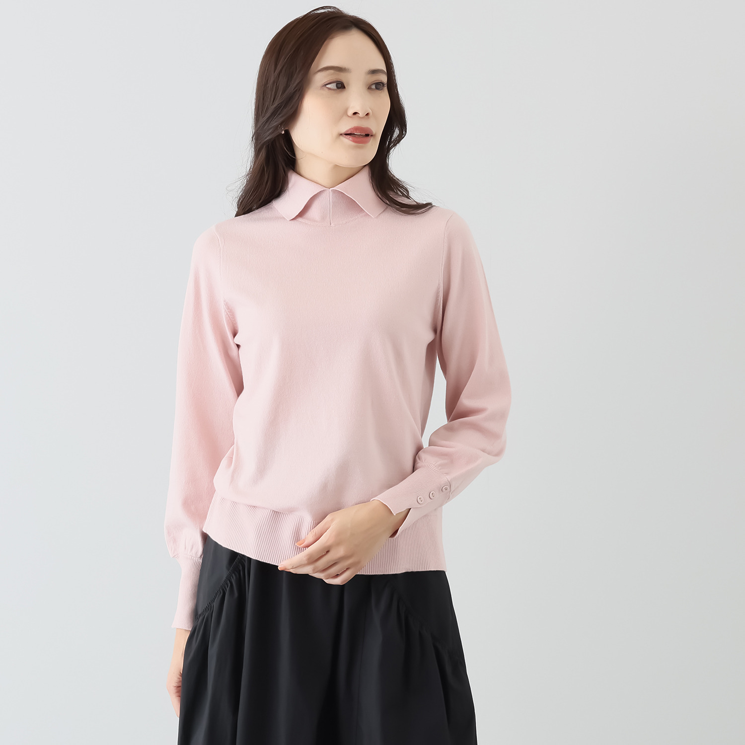 オ・ラバン 吸湿発熱 とろけるムースな肌触り 着回し抜群 ２ウェイ ニットプルオーバー