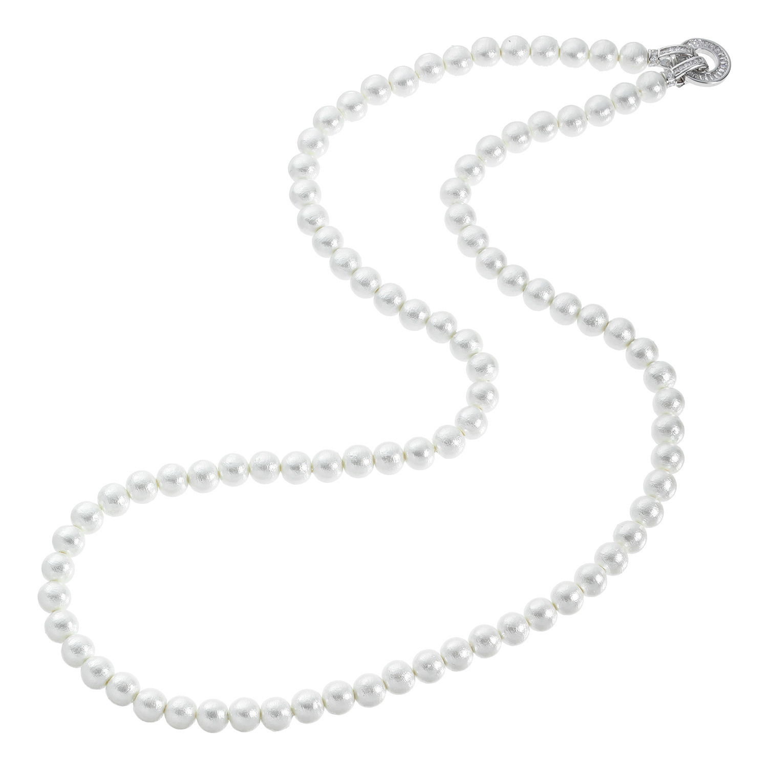 日本製コットンパール ＣＺアクセント アレンジ ロングネックレス