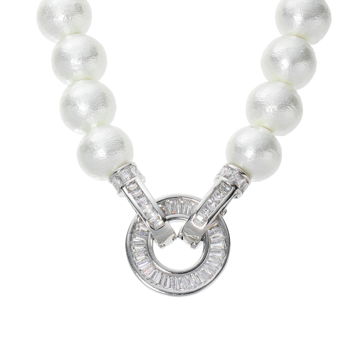 日本製コットンパール ＣＺアクセント アレンジ ロングネックレス