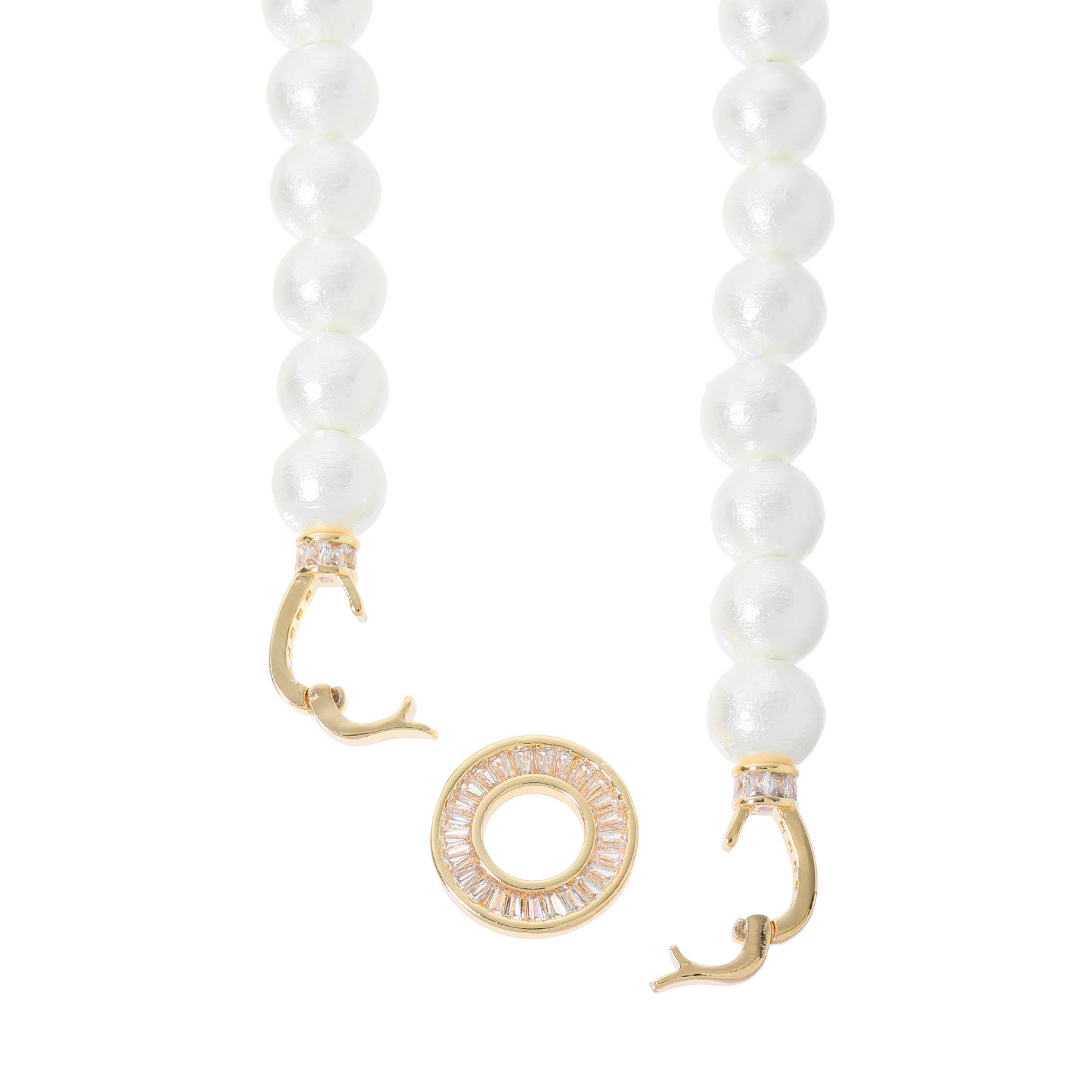 日本製コットンパール ＣＺアクセント アレンジ ロングネックレス