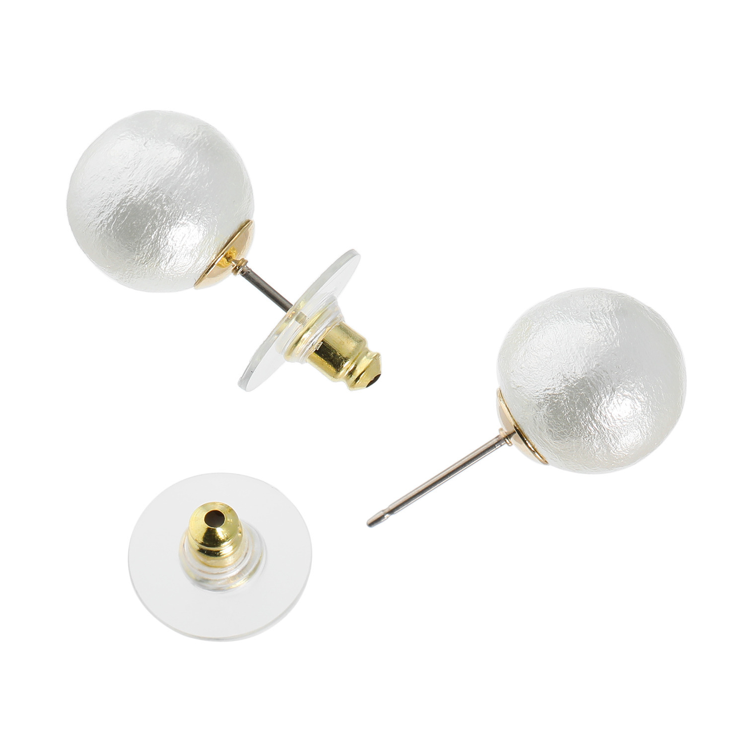 日本製コットンパール 大玉スタッド イヤリング／ピアス