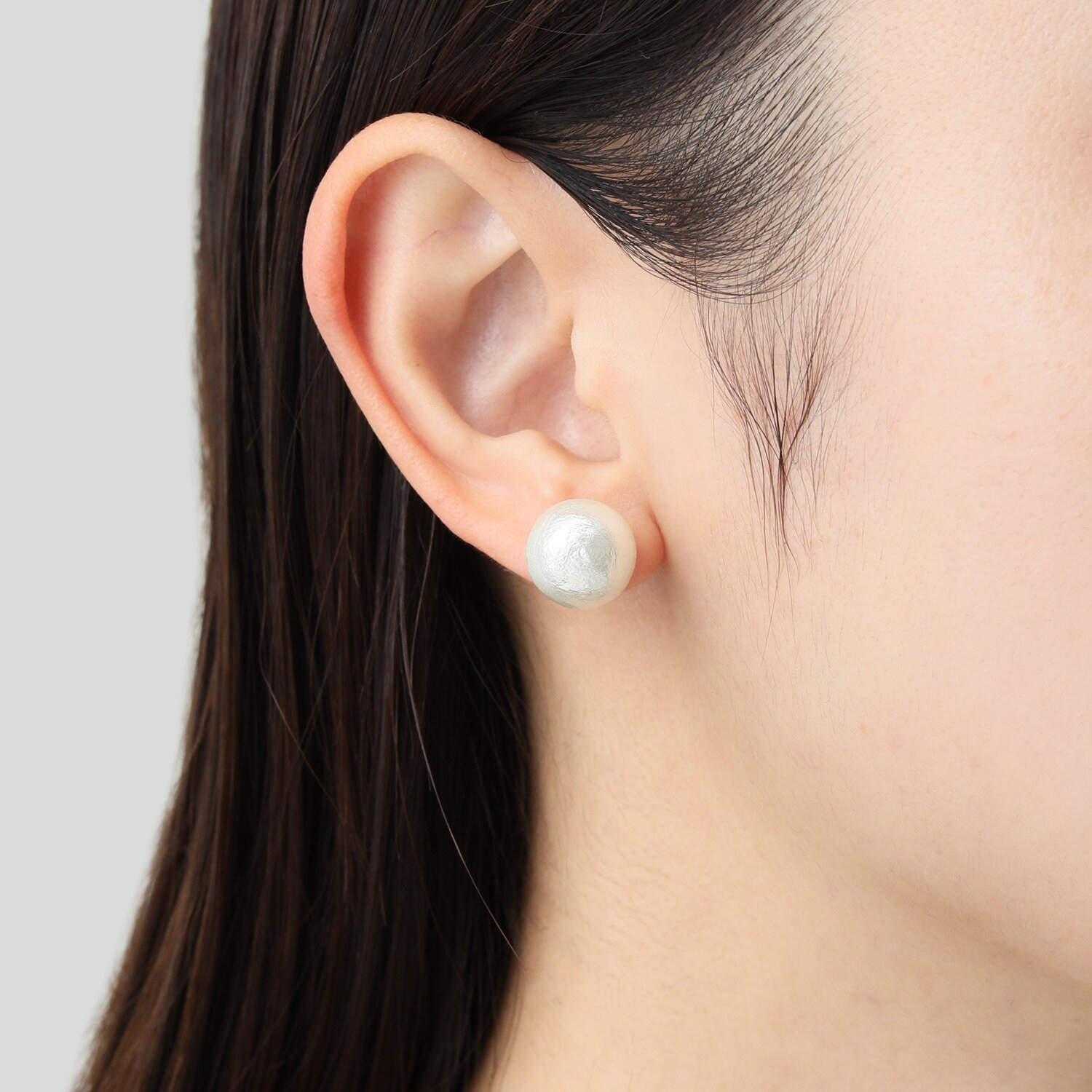 日本製コットンパール 大玉スタッド イヤリング／ピアス