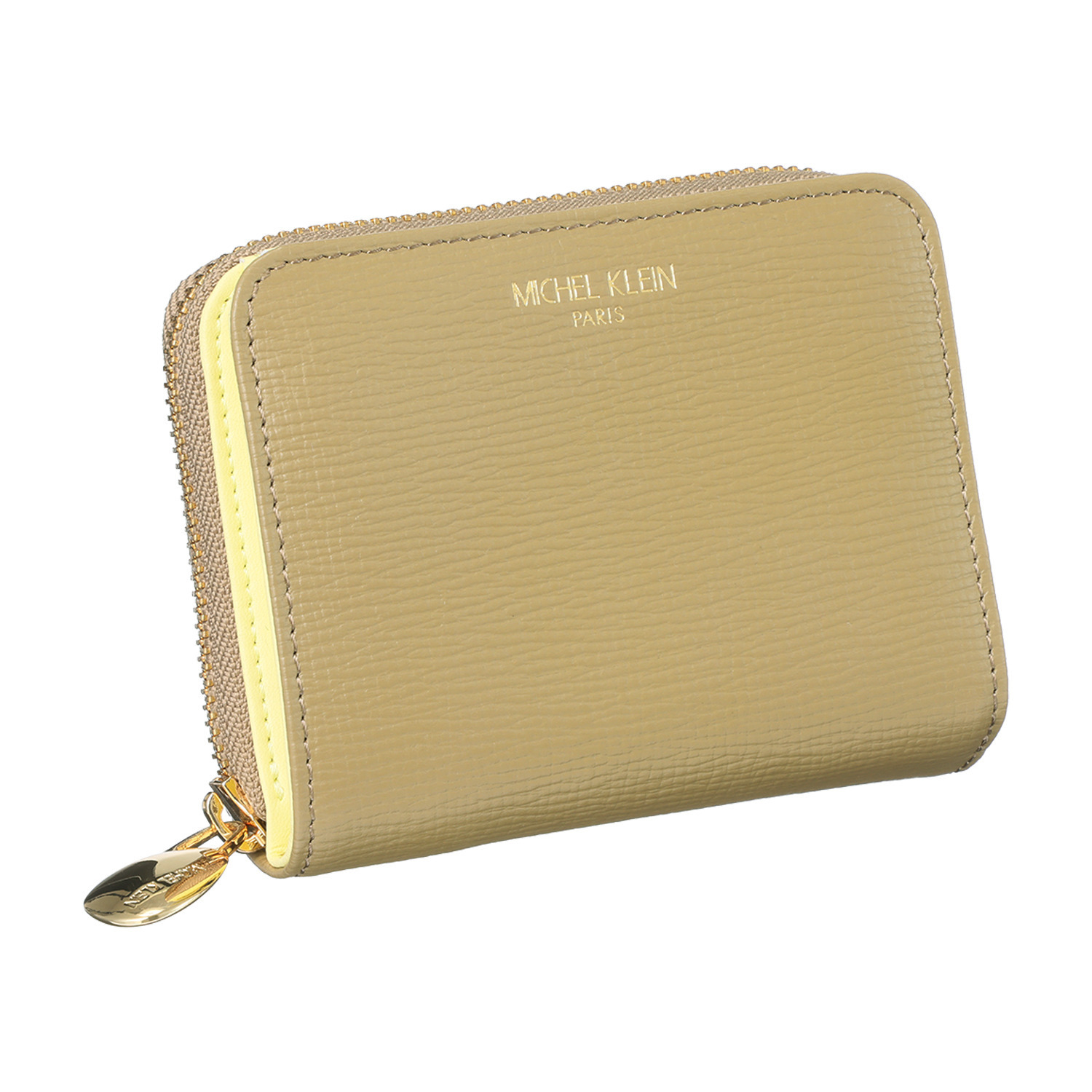 ミッシェル　クラン 牛革シュリンク型押し ラウンドファスナー 二つ折りウォレット