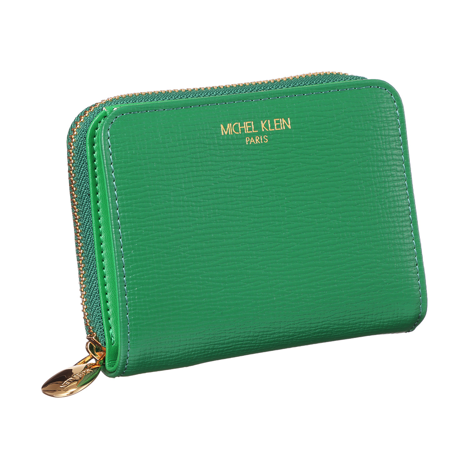 ミッシェル　クラン 牛革シュリンク型押し ラウンドファスナー 二つ折りウォレット