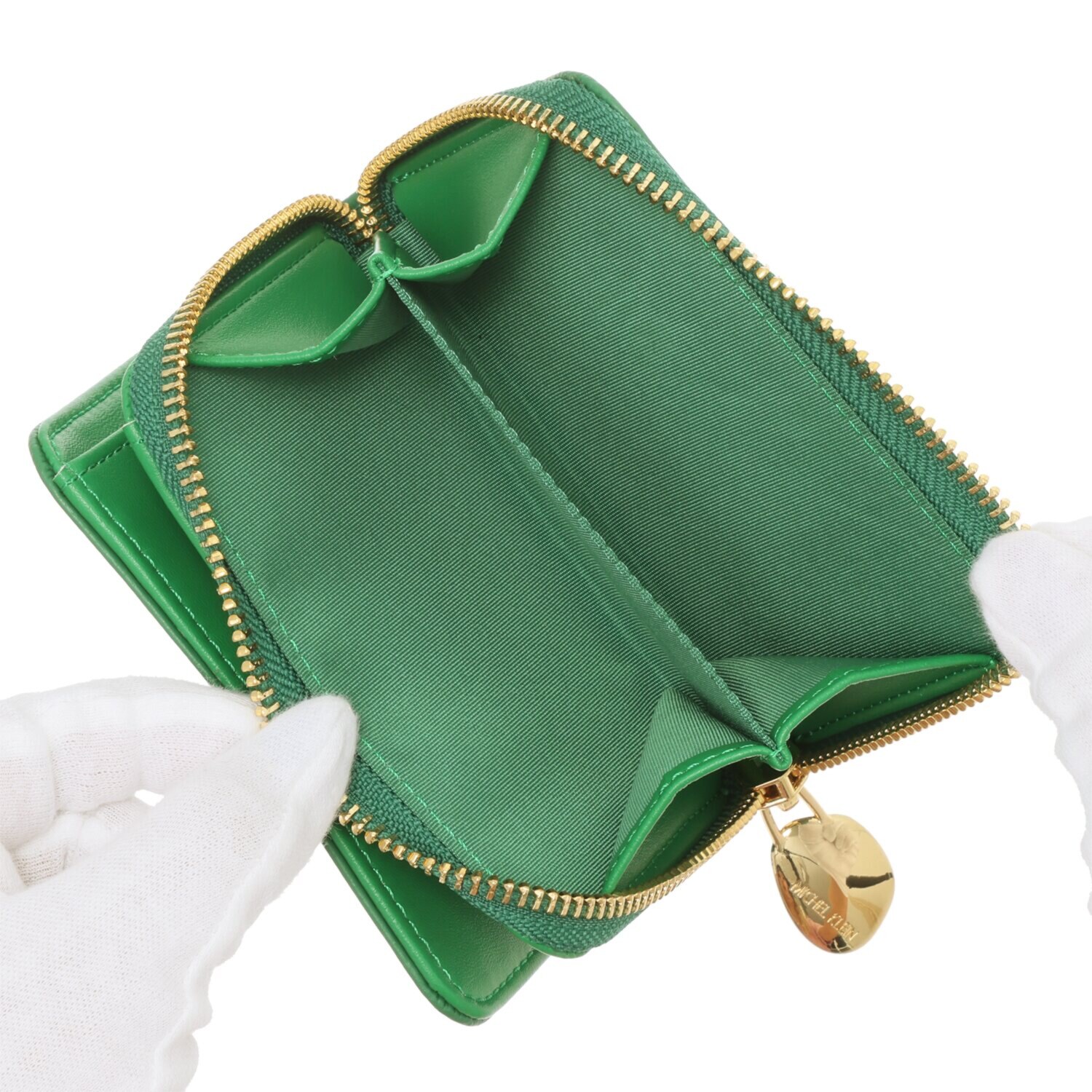 ミッシェル　クラン 牛革シュリンク型押し ラウンドファスナー 二つ折りウォレット