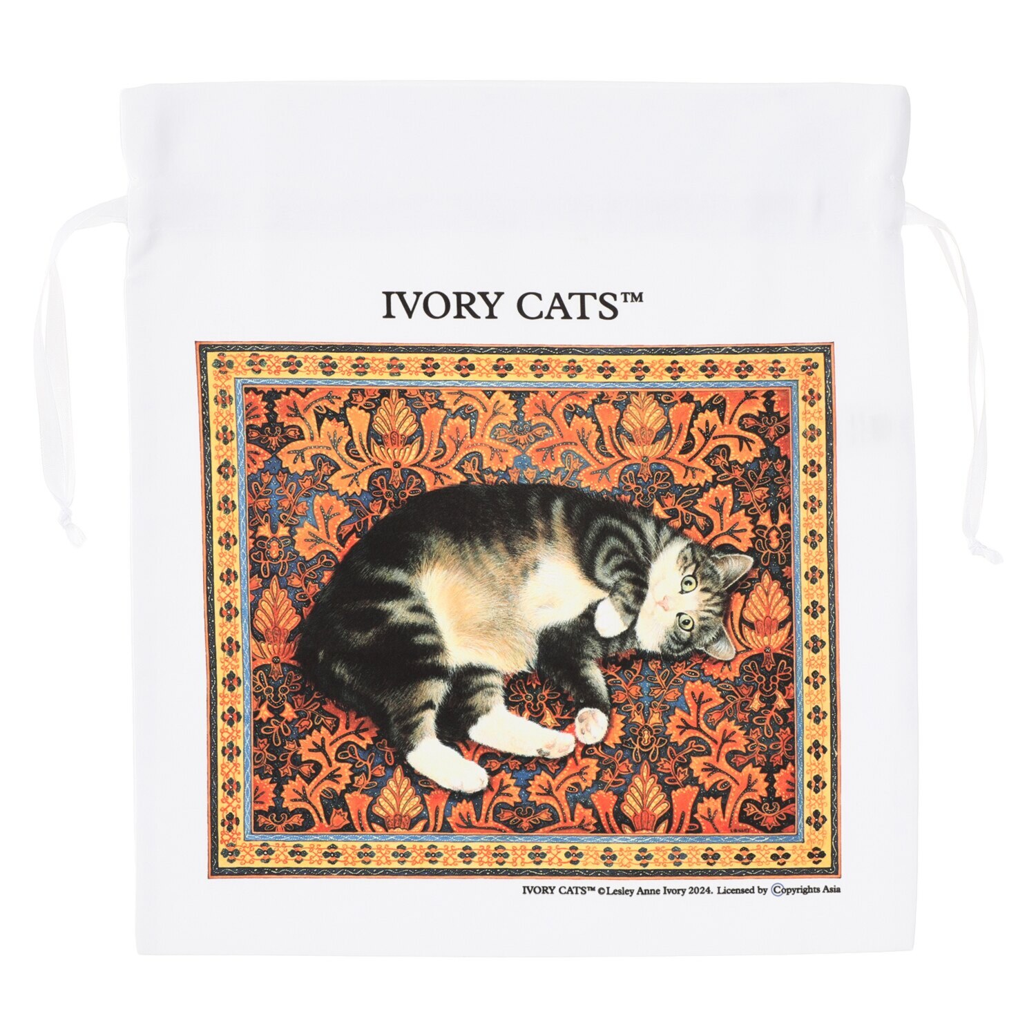 ディアカーズ サテン　巾着 ”アイボリーキャッツ”